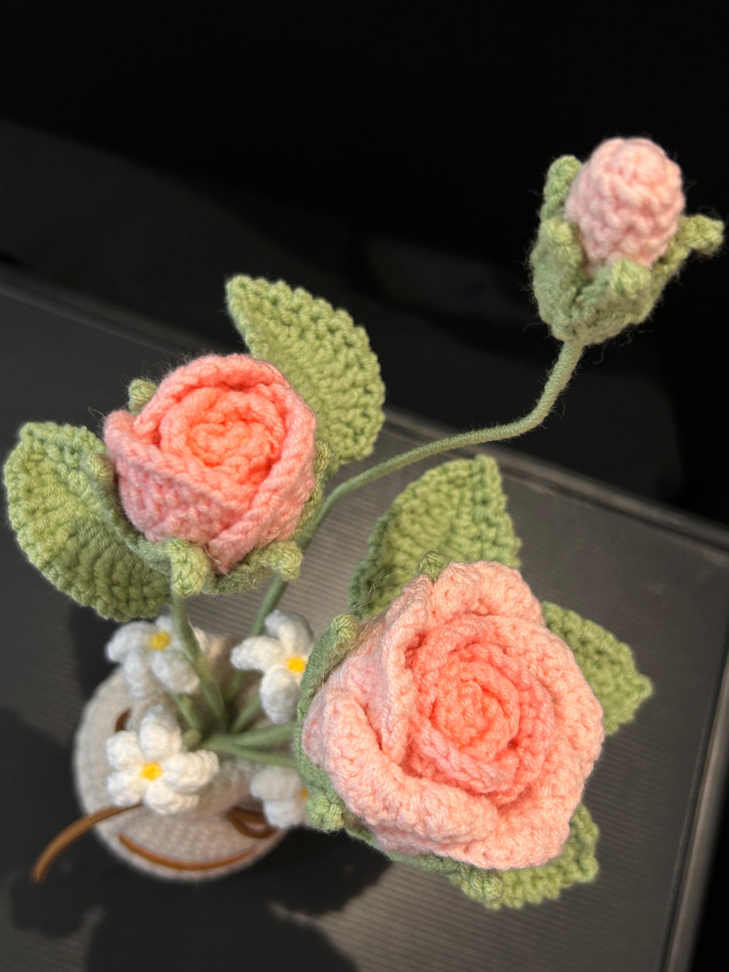 Rose Vase (with Bud & White Flowers)