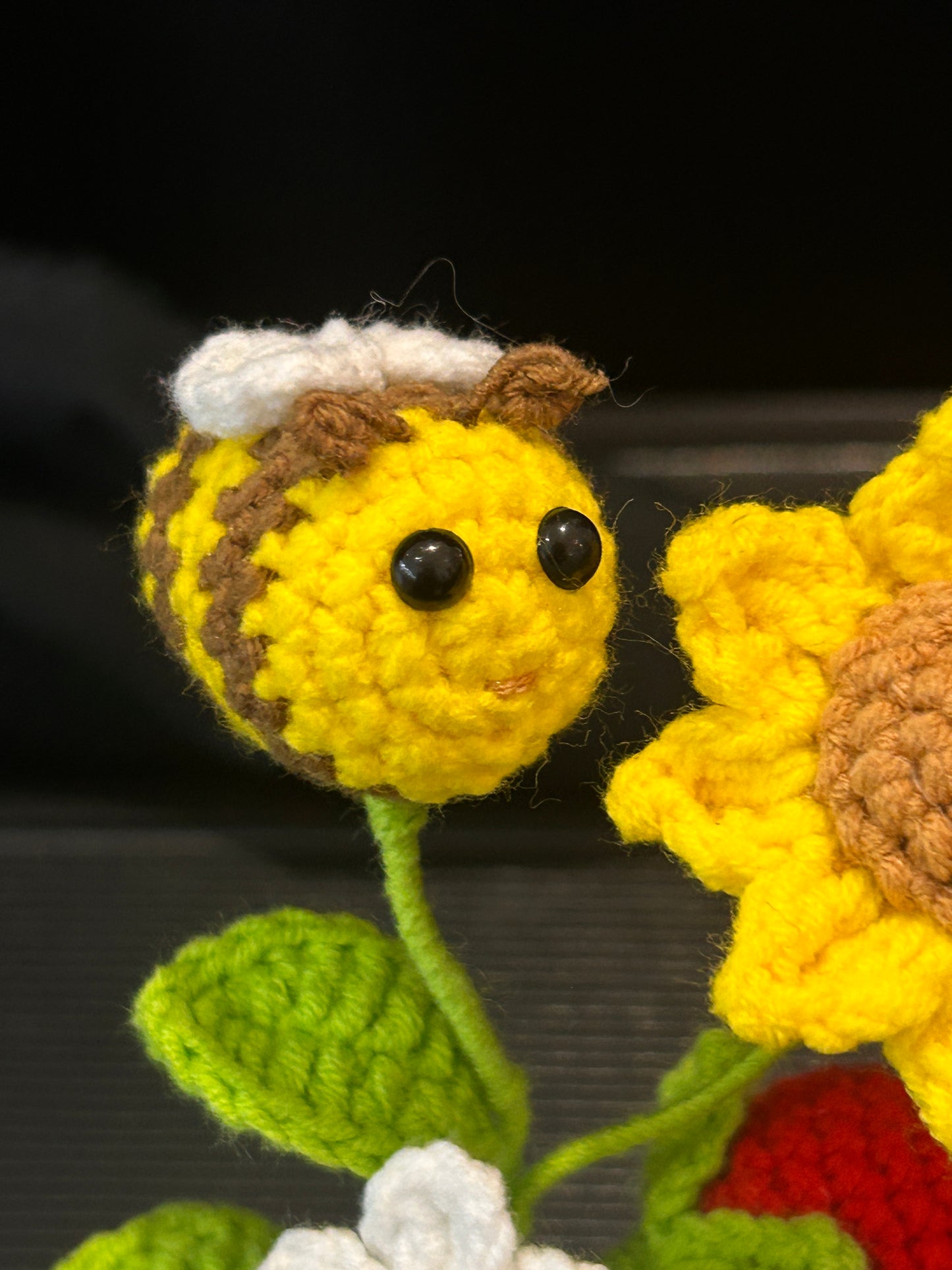 Bee & Sunflower in White Pot