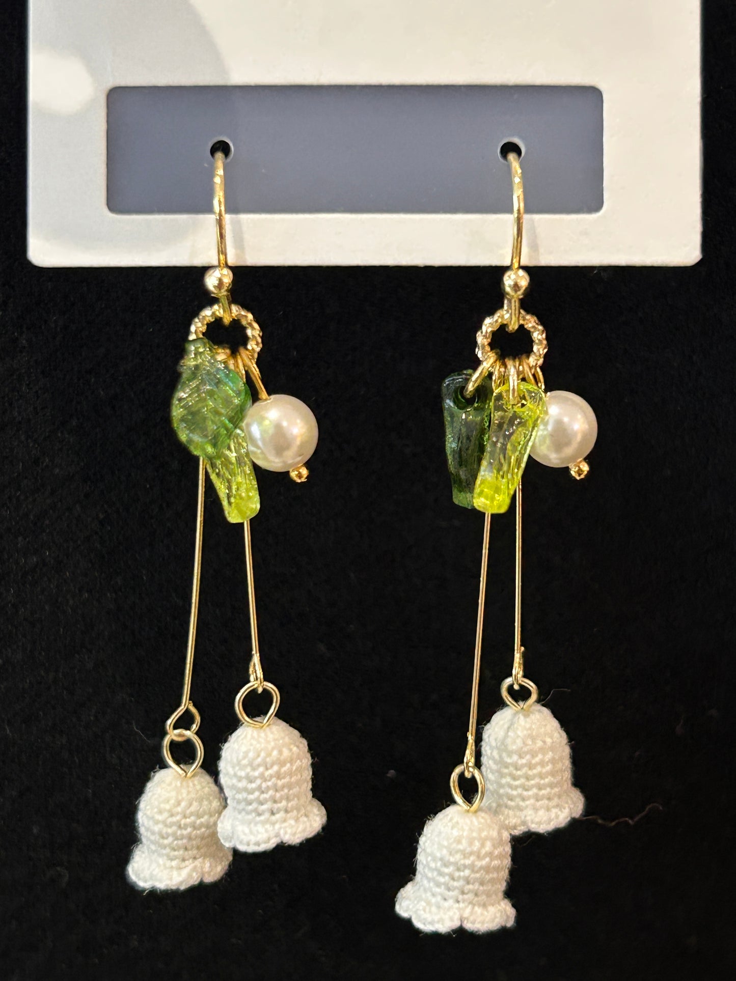 Handmade Micro Crochet Earrings —— Lily of the Valley (Long Drop)