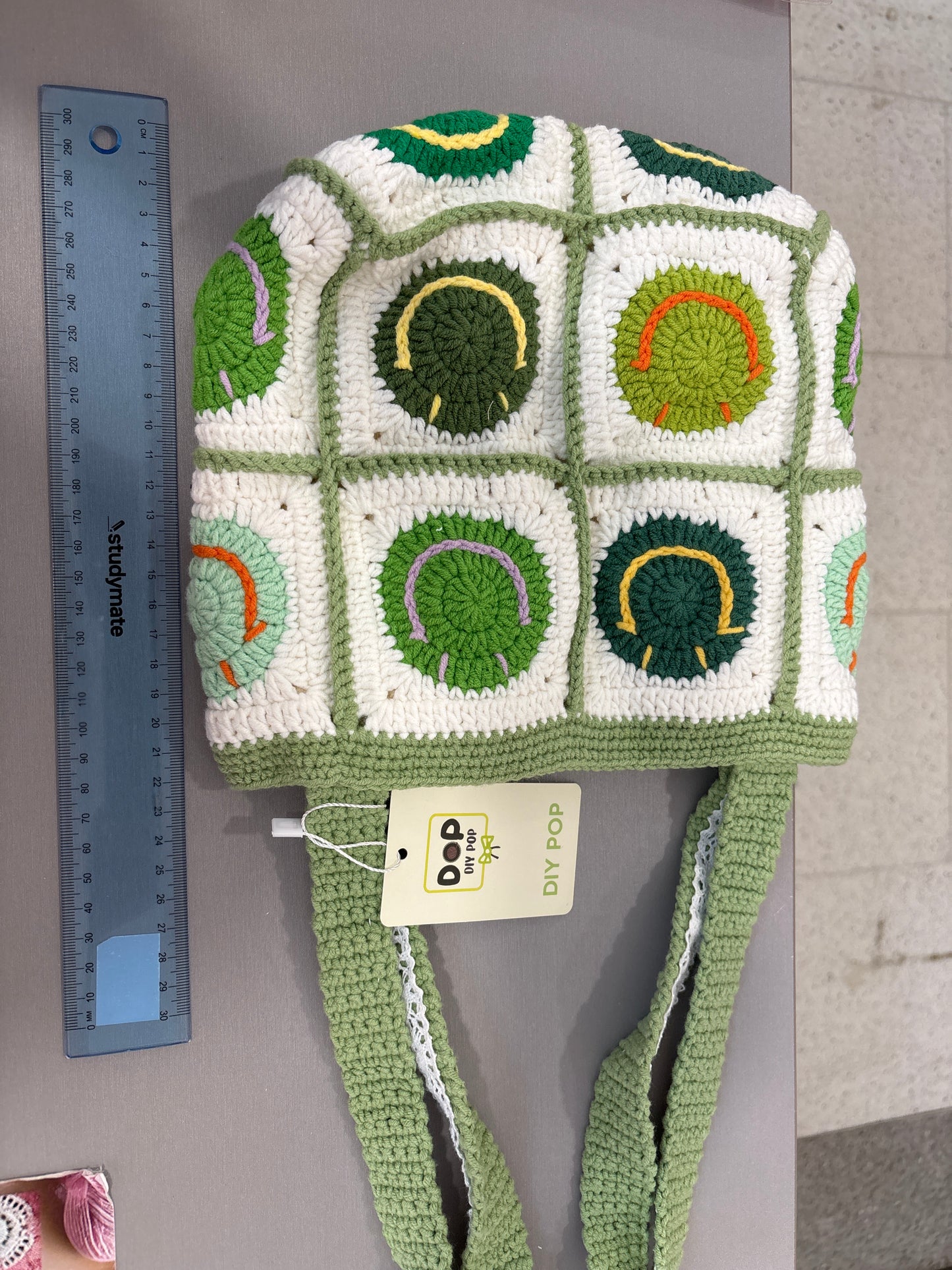 handmade crochet smile face bag