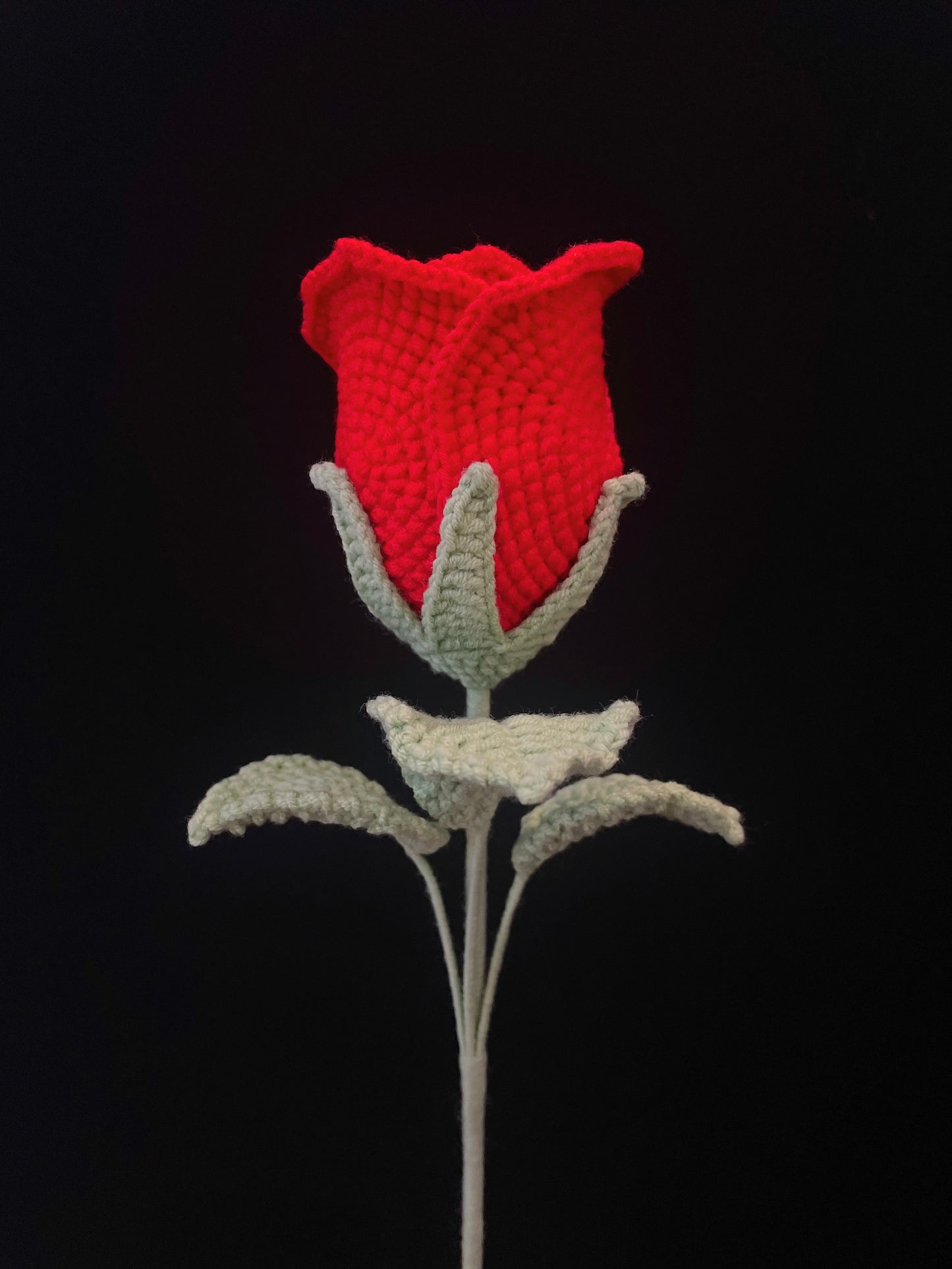 Handmade Crochet Long Stem Flower — Cup-Shaped Rose