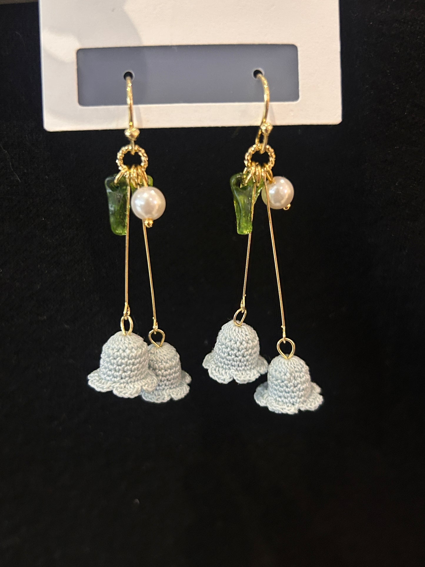 Handmade Micro Crochet Earrings —— Lily of the Valley (Long Drop)