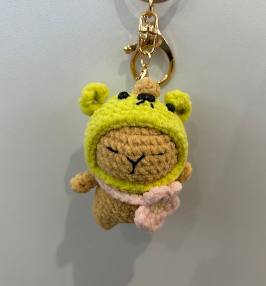 Handmade crochet capybara keychain