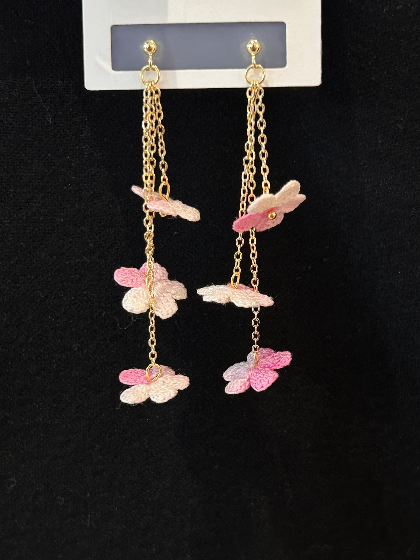 Five-Petal Flower Earrings (Chain)