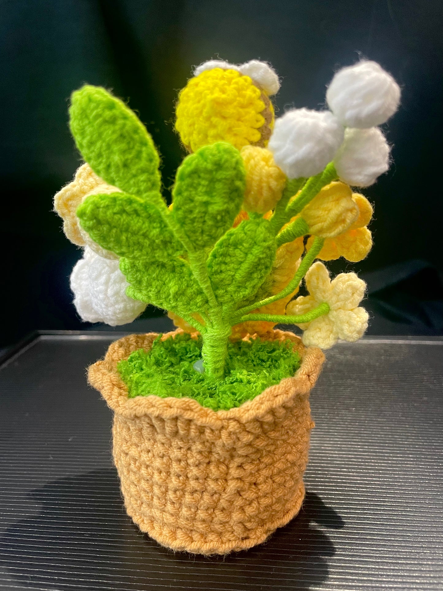 Handmade Crochet Flower Pot —— Flowers & Bee