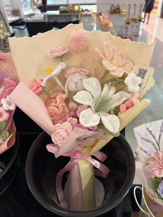 handmade crochet bunny bouquet