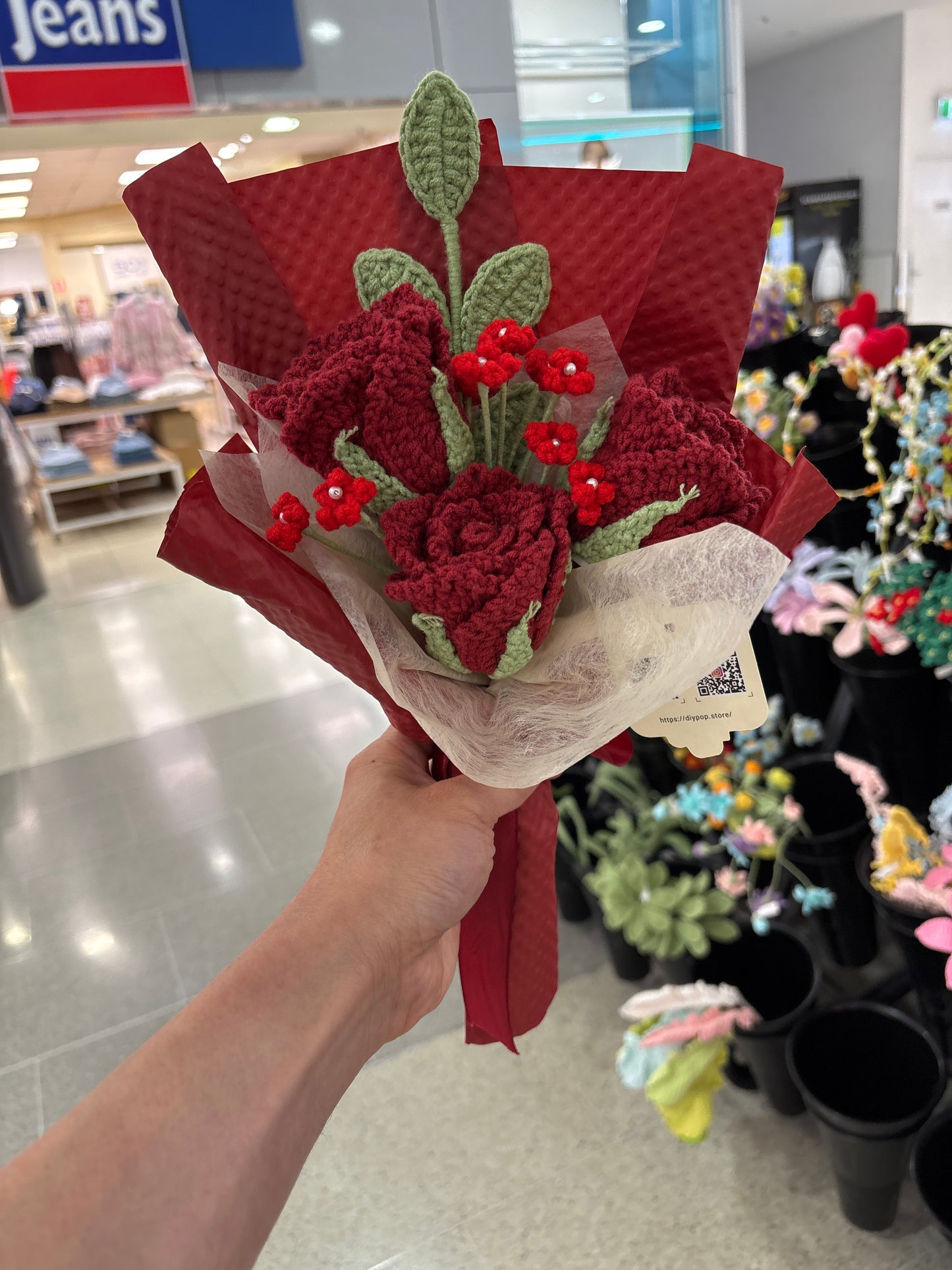 Crochet Red Rose Bouquet