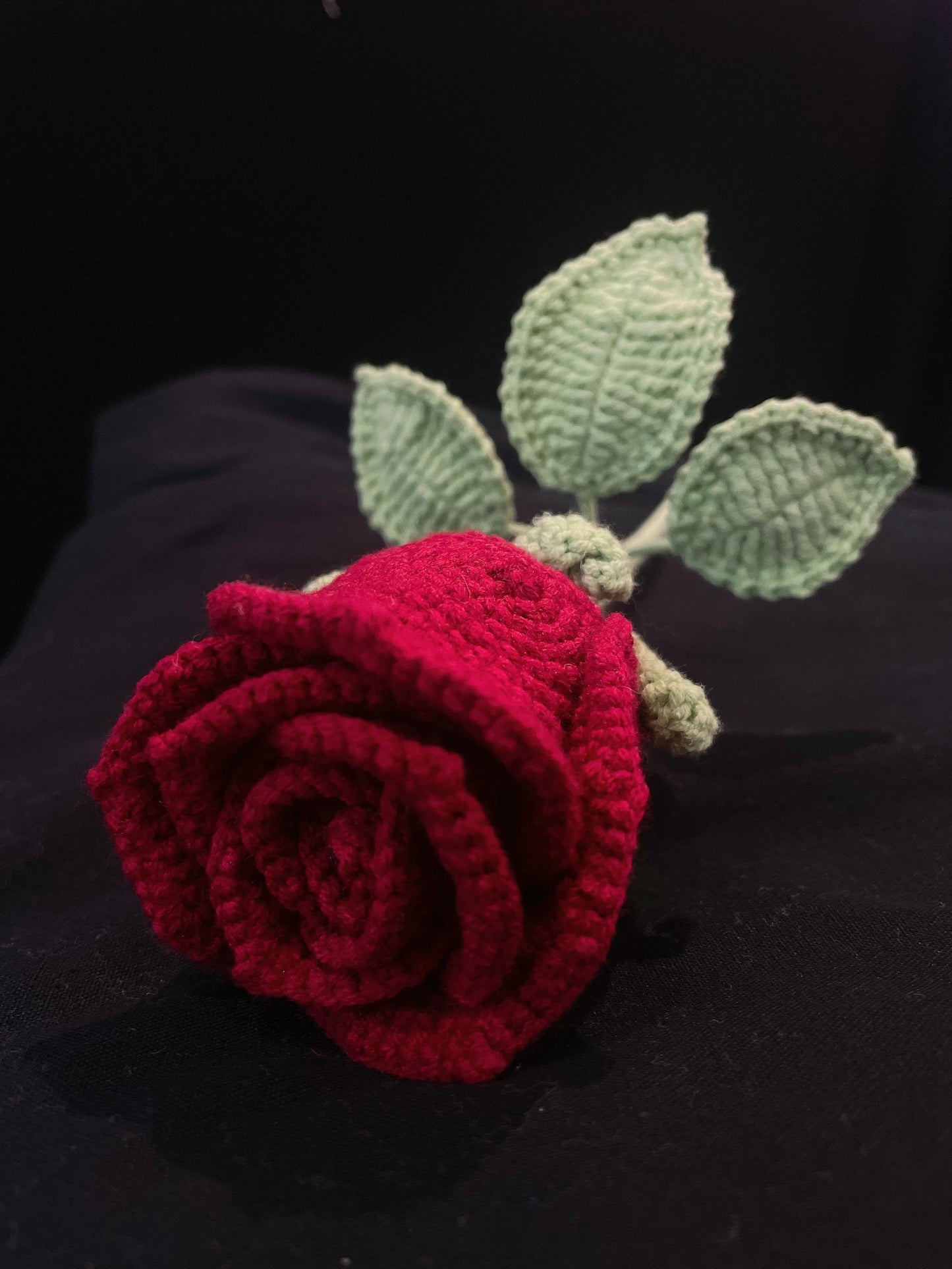 Handmade Crochet Long Stem Flower — Cup-Shaped Rose