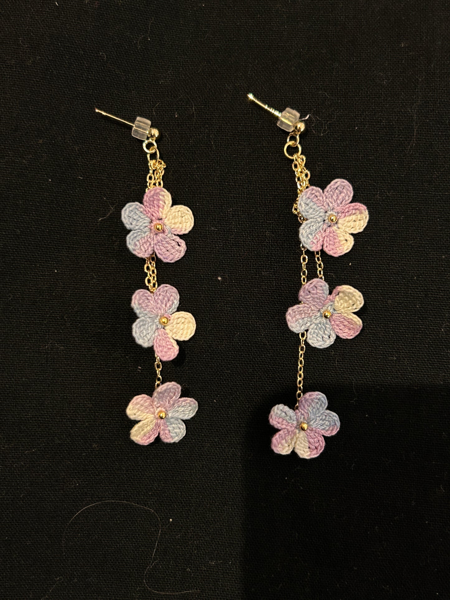 Five-Petal Flower Earrings (Chain)