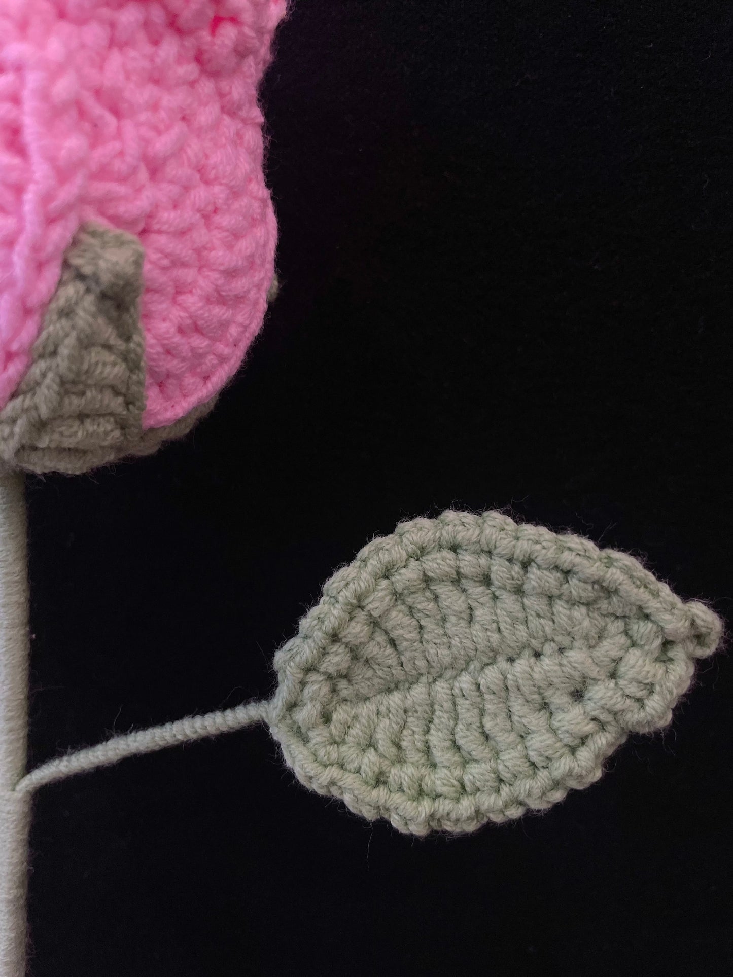 Handmade Crochet Long Stem Flower — Roselle Rose