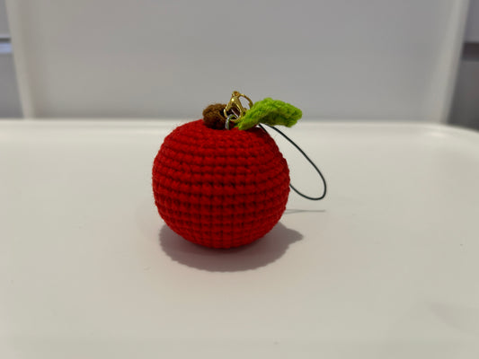 Handmade crochet apple keychain