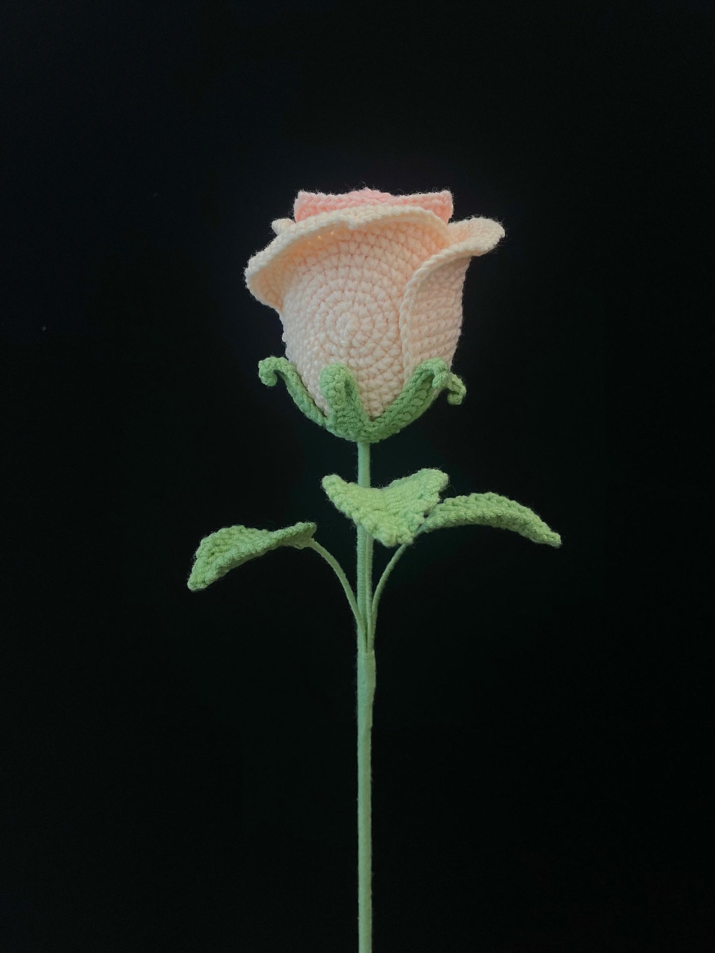 Handmade Crochet Long Stem Flower — Cup-Shaped Rose