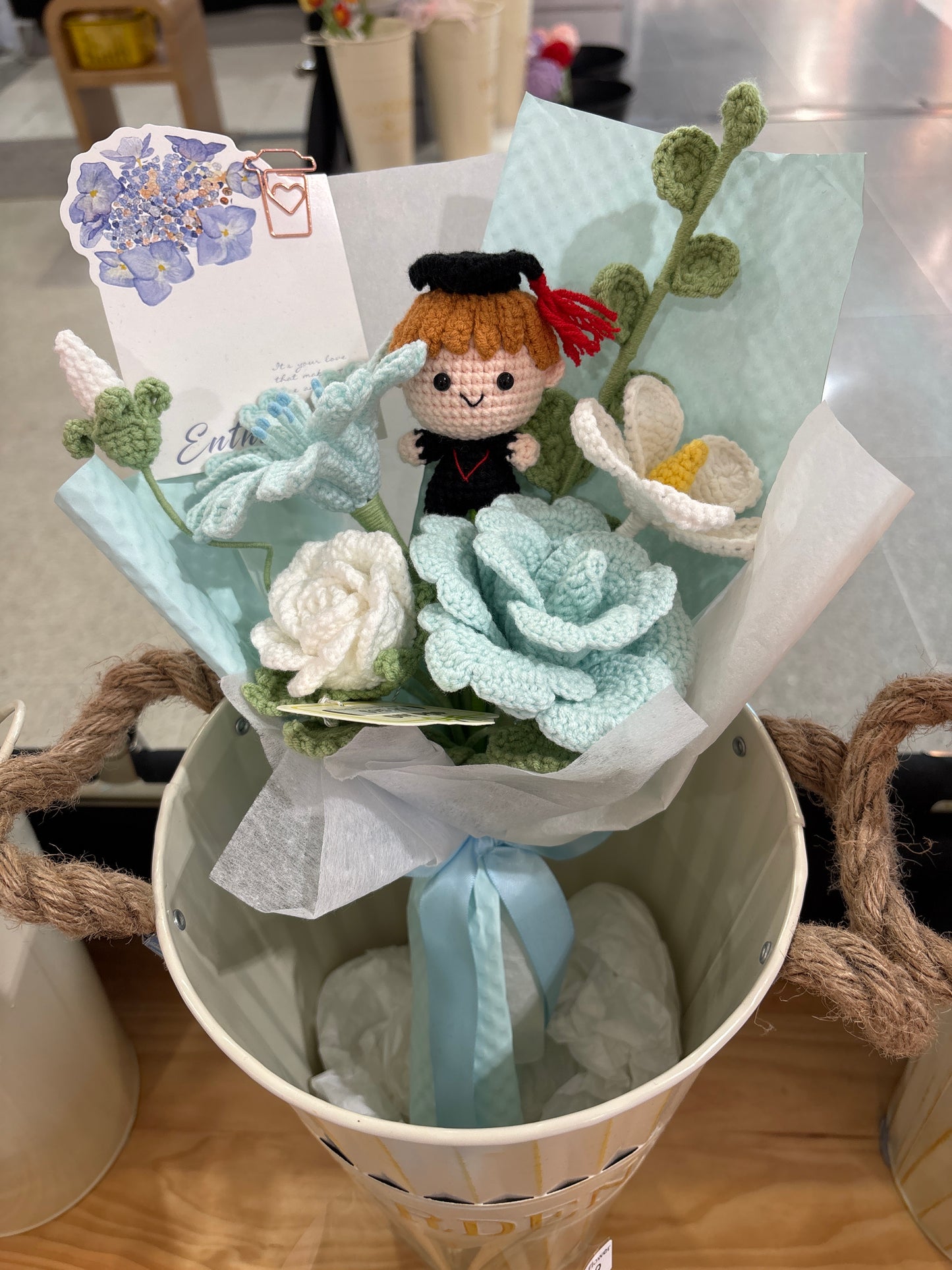 handmade crochet graduation bouquet