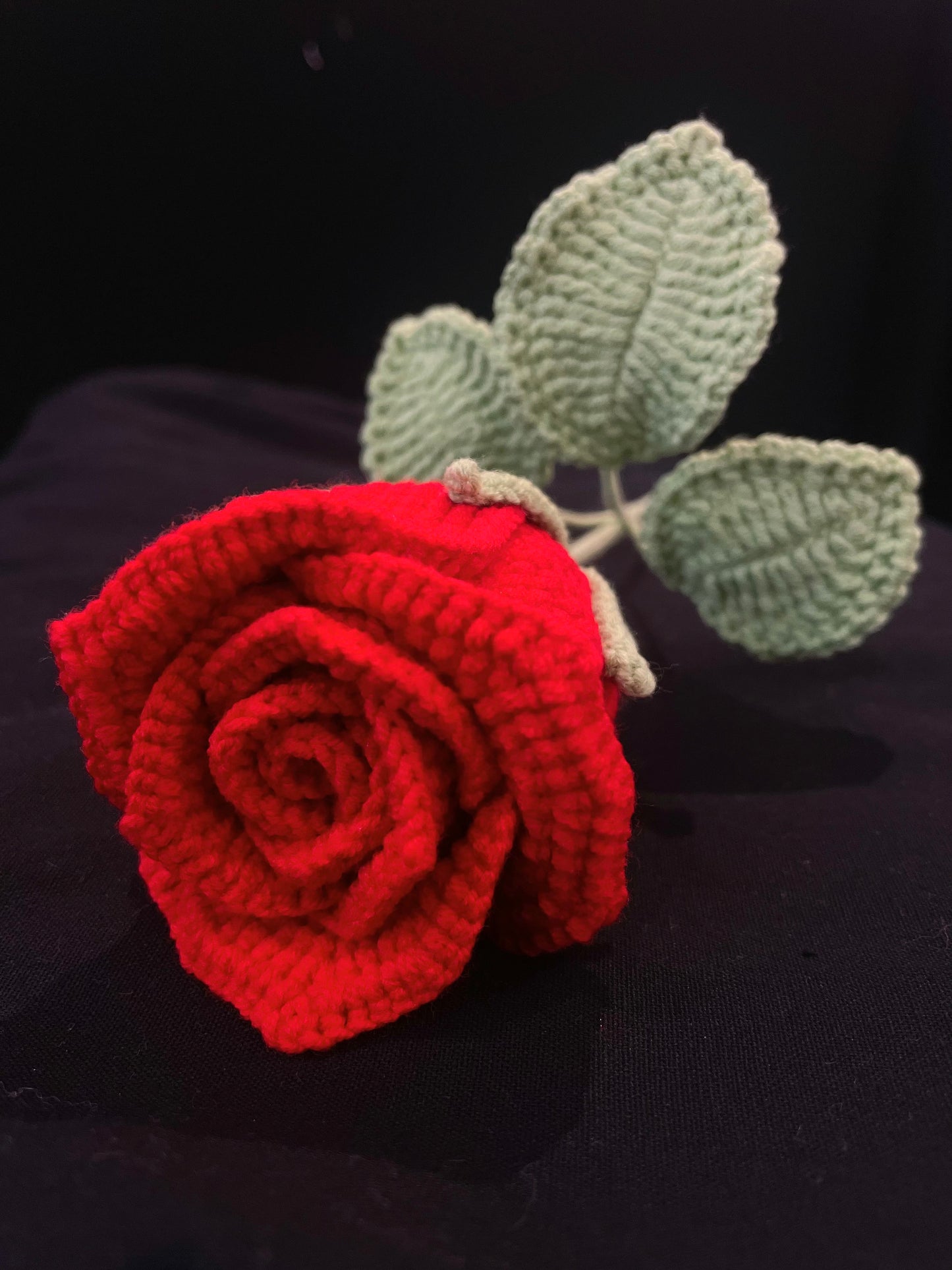 Handmade Crochet Long Stem Flower — Cup-Shaped Rose