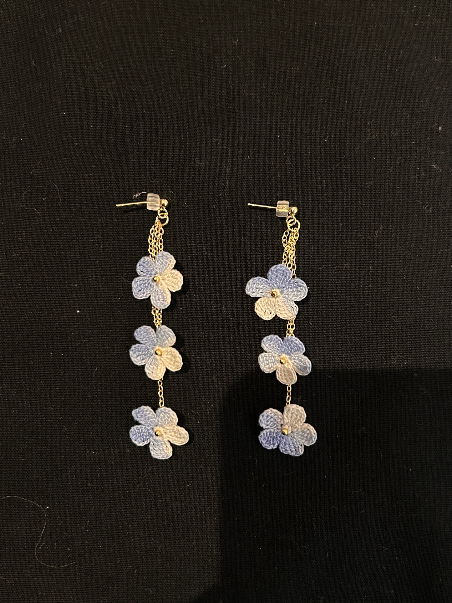 Five-Petal Flower Earrings (Chain)