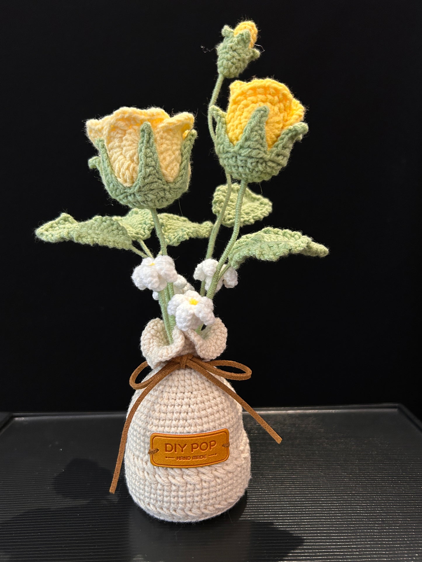 Rose Vase (with Bud & White Flowers)