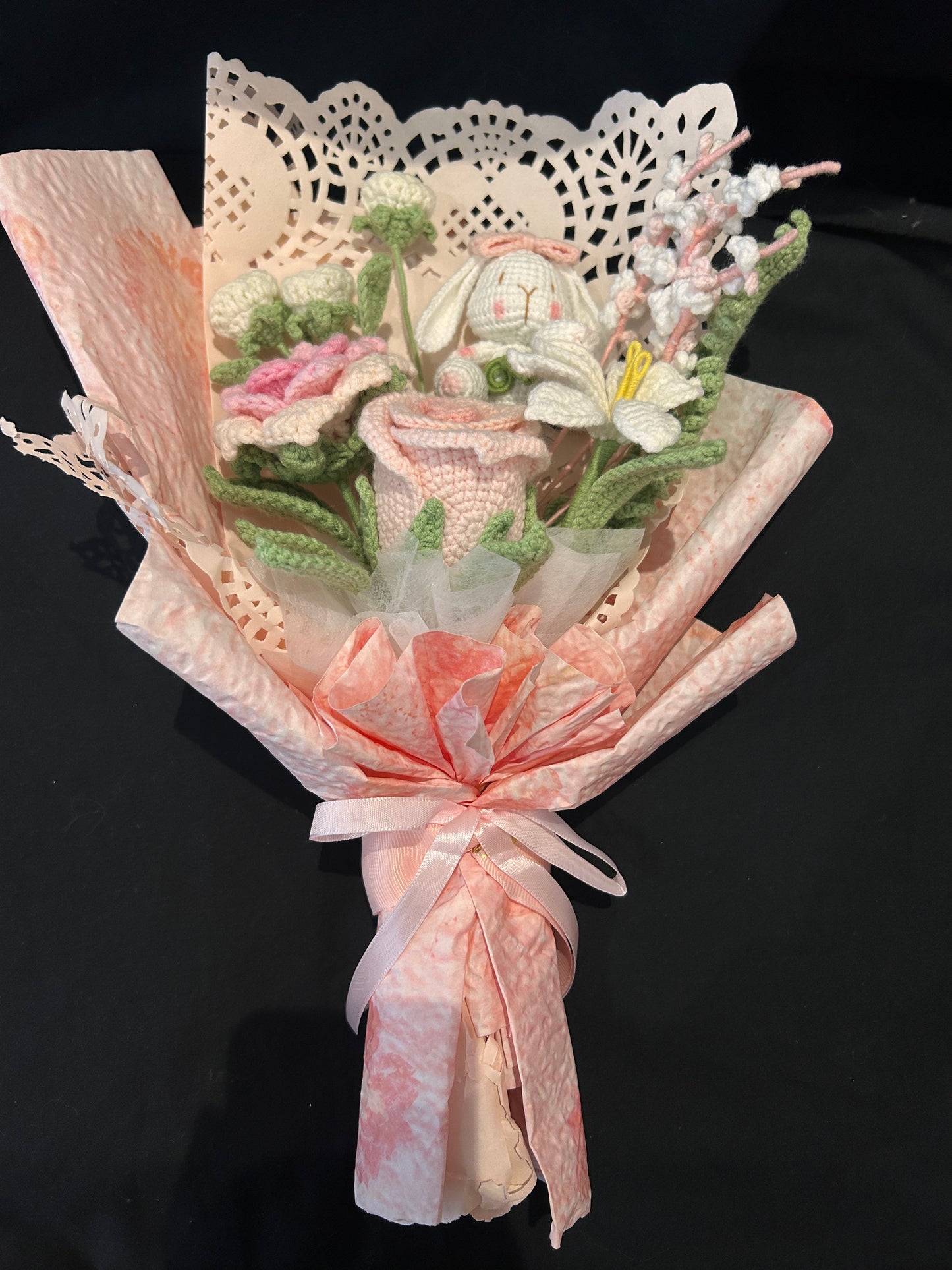 Handmade Bunny & Rose Bouquet
