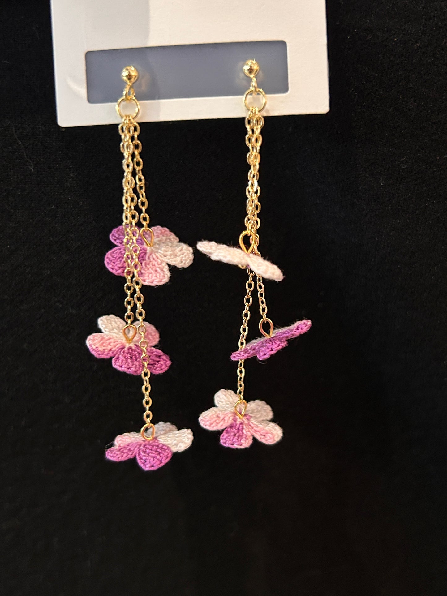 Five-Petal Flower Earrings (Chain)
