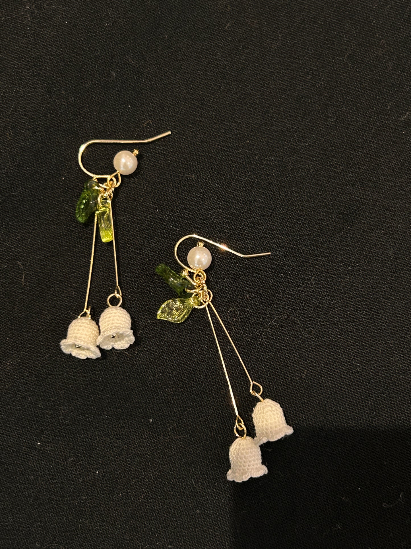 Handmade Micro Crochet Earrings —— Lily of the Valley (Long Drop)