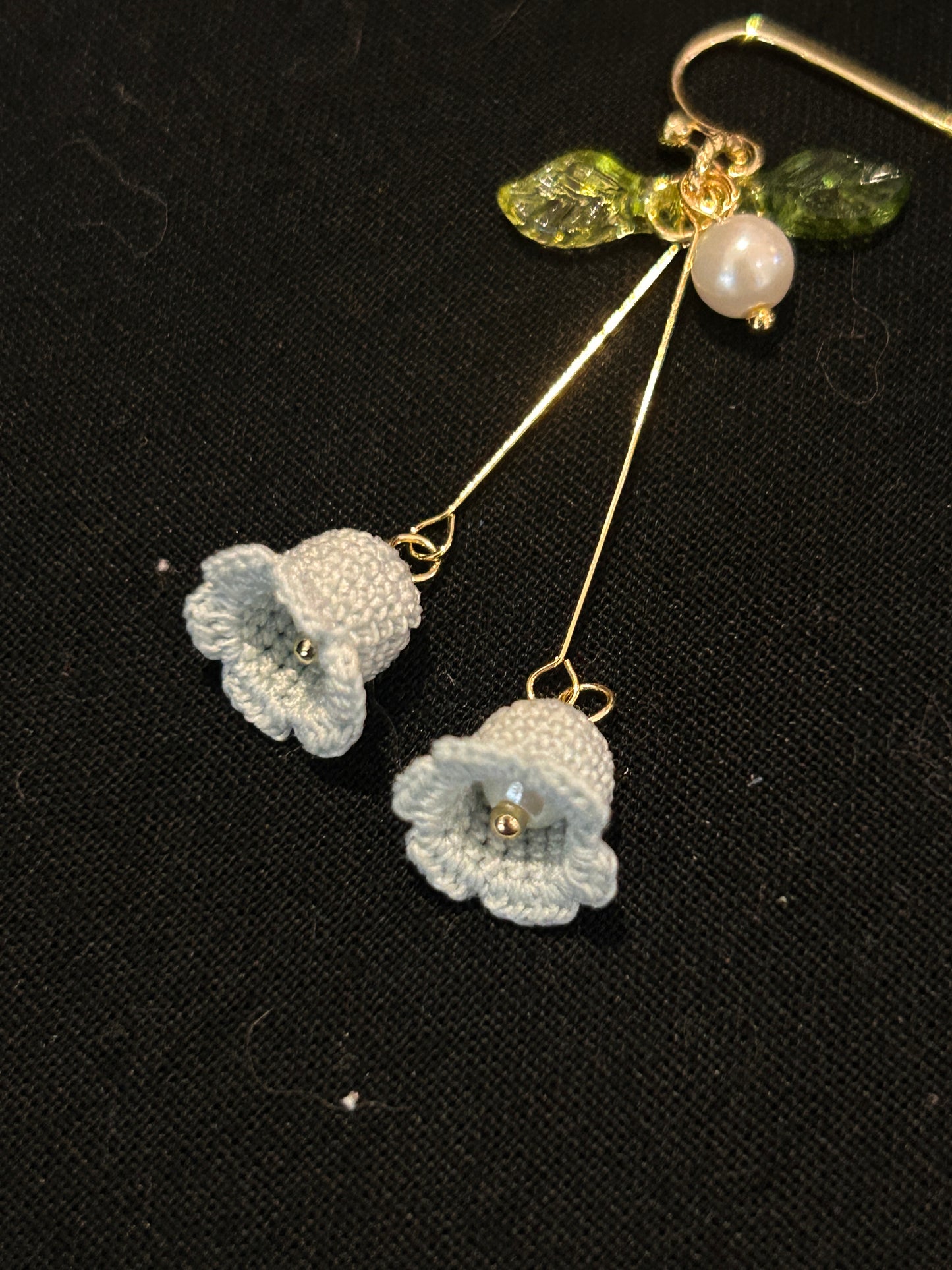 Handmade Micro Crochet Earrings —— Lily of the Valley (Long Drop)