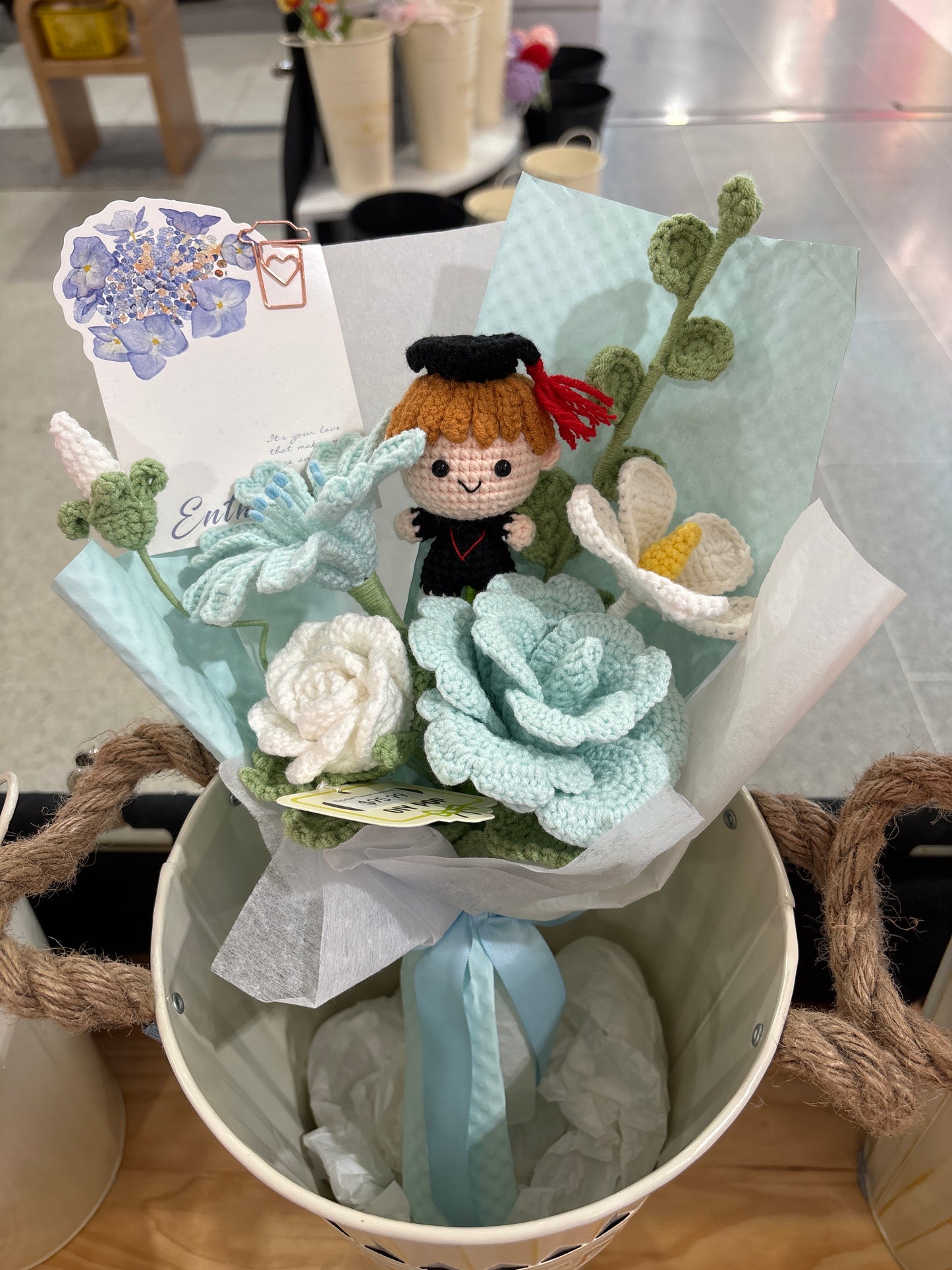 handmade crochet graduation bouquet