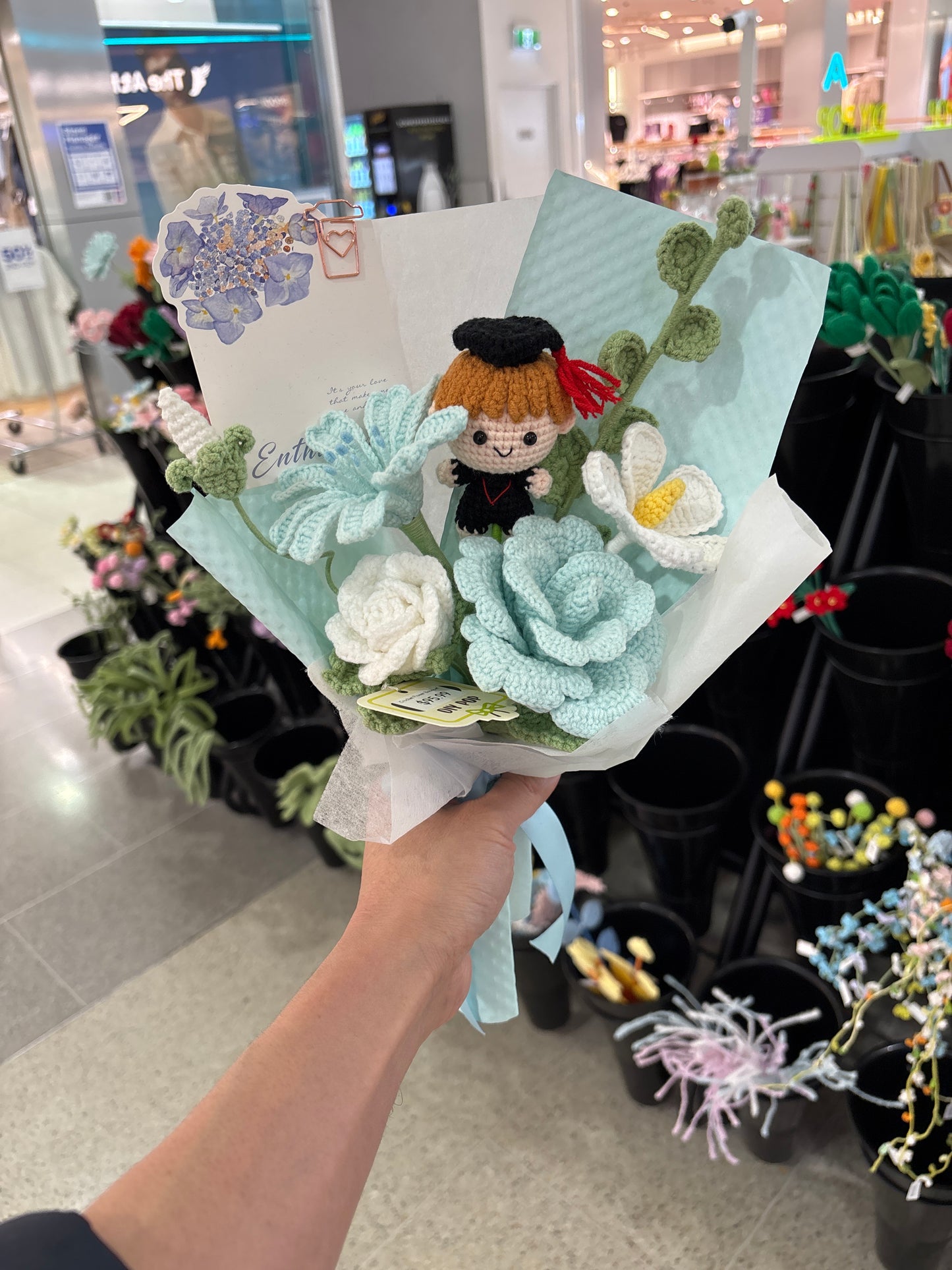 handmade crochet graduation bouquet