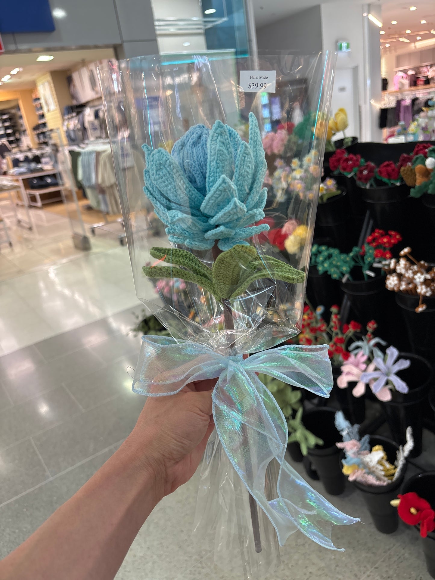 handmade crochet Protea King flower