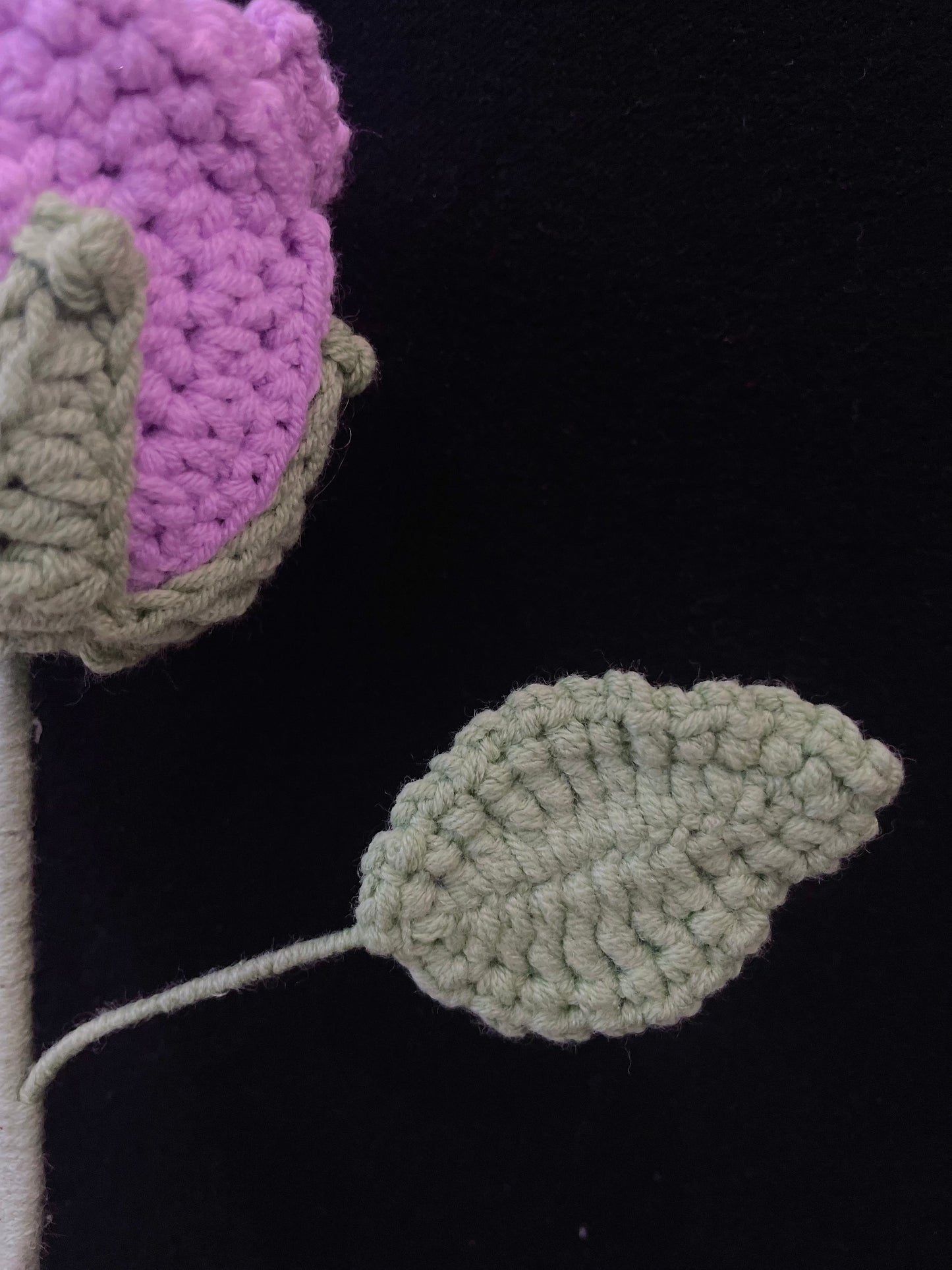 Handmade Crochet Long Stem Flower — Roselle Rose