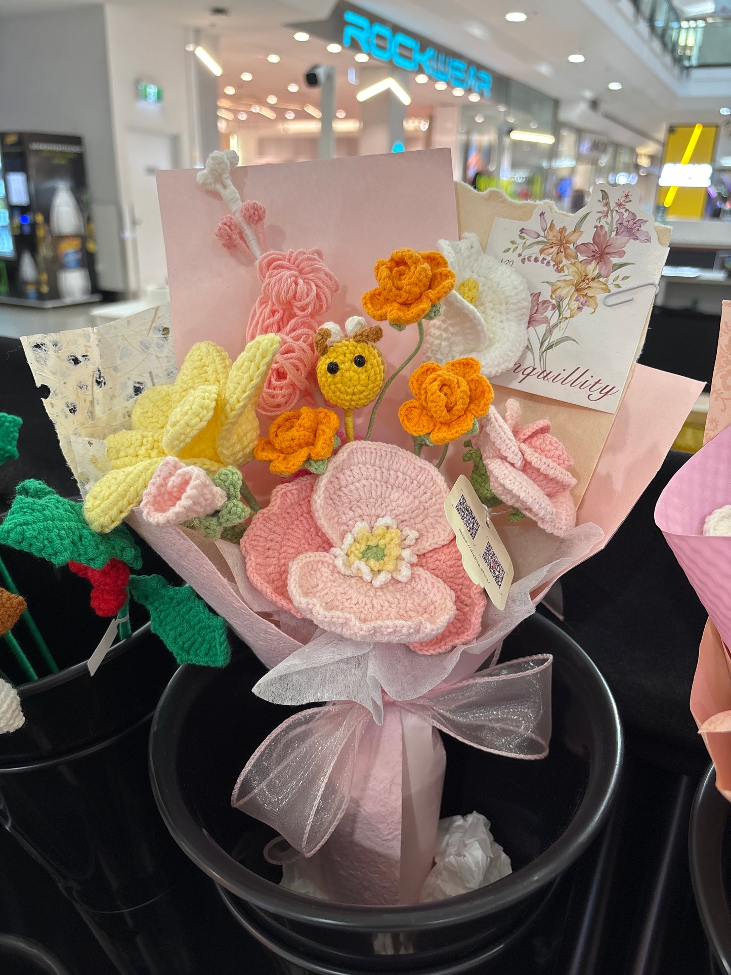 cute mixed crochet flower bouquet