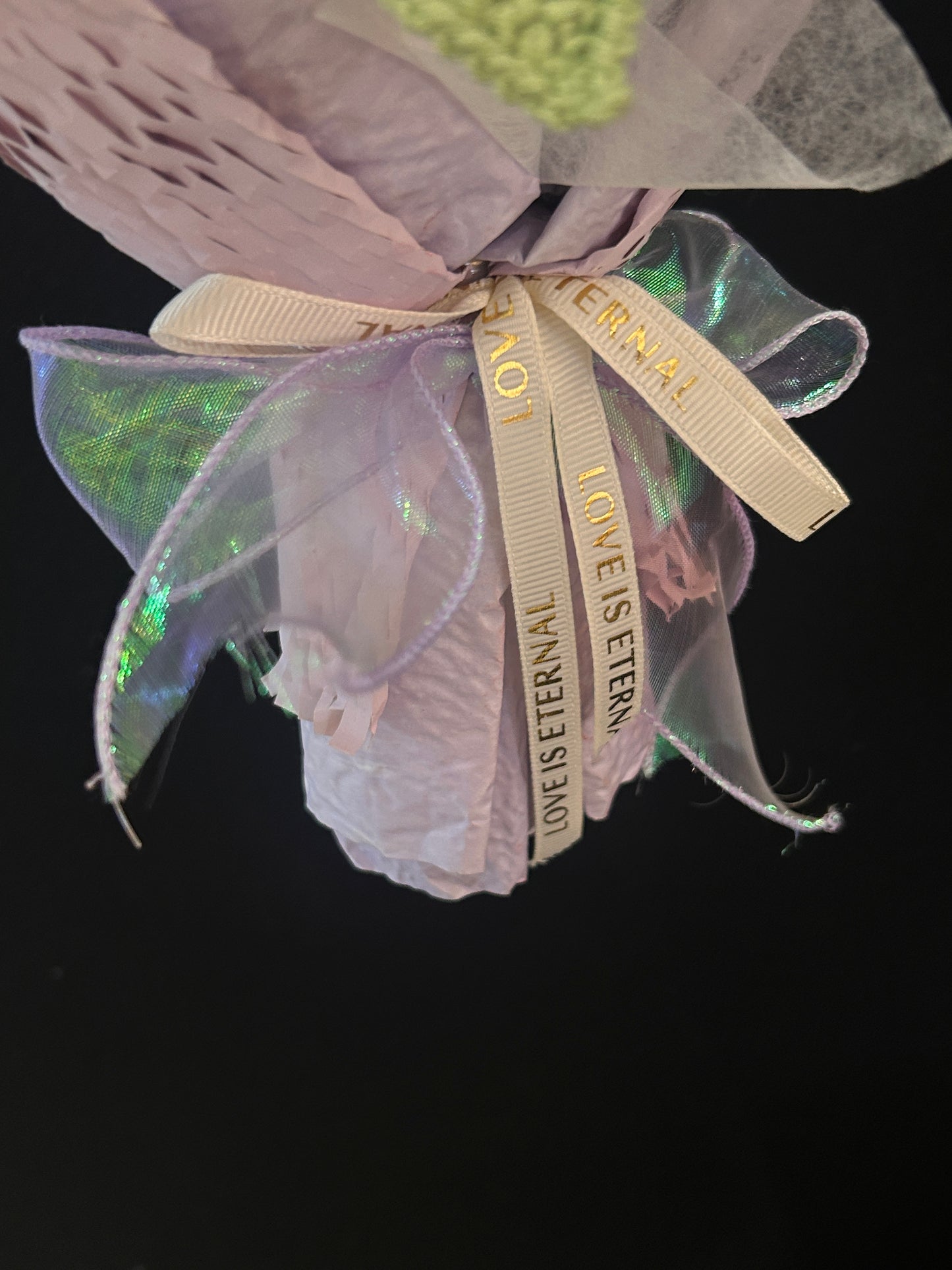 Handmade Crochet Flower Bouquet —— Three Purple Rose Flowers