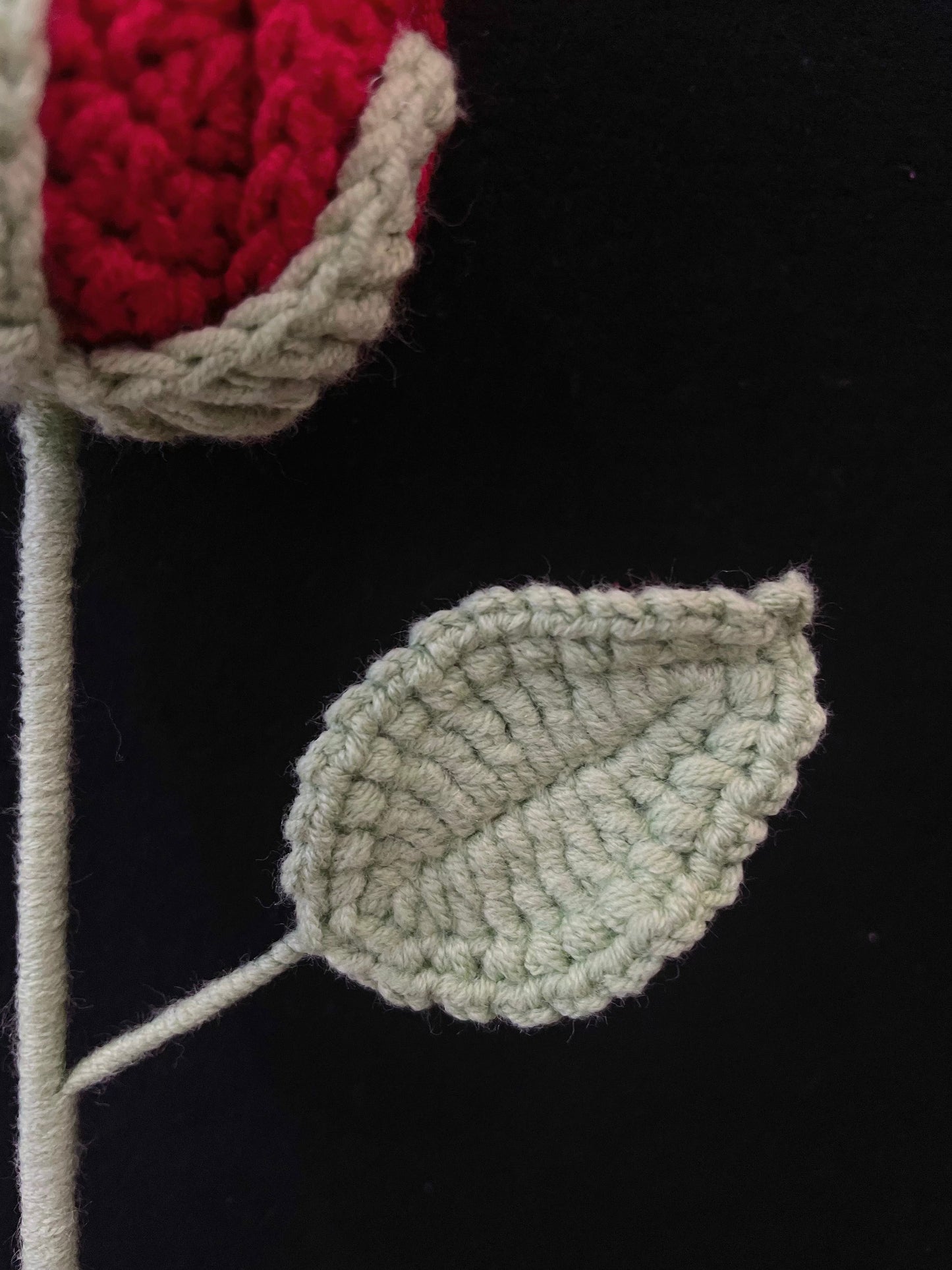 Handmade Crochet Long Stem Flower — Roselle Rose
