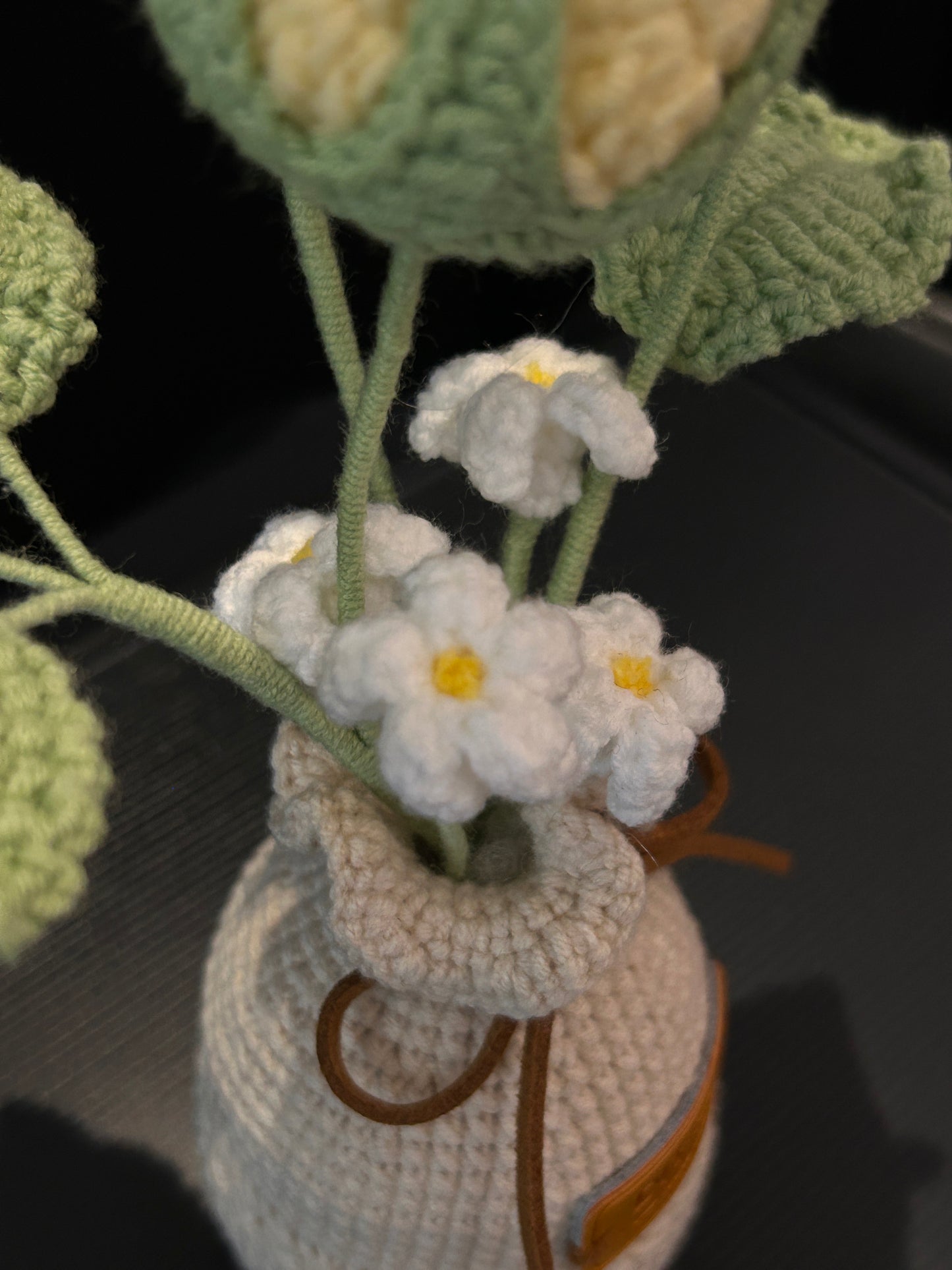 Rose Vase (with Bud & White Flowers)