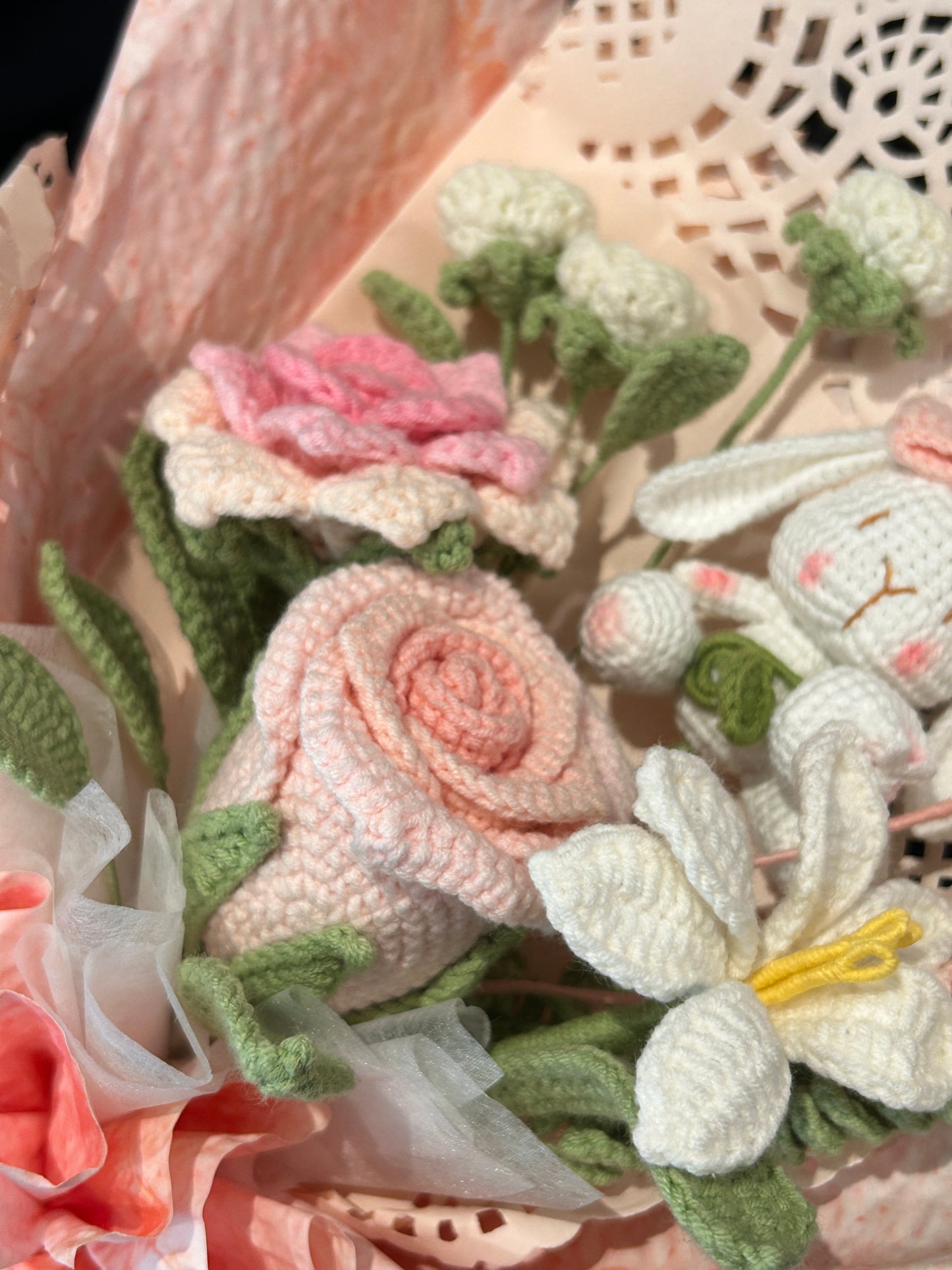 Handmade Bunny & Rose Bouquet