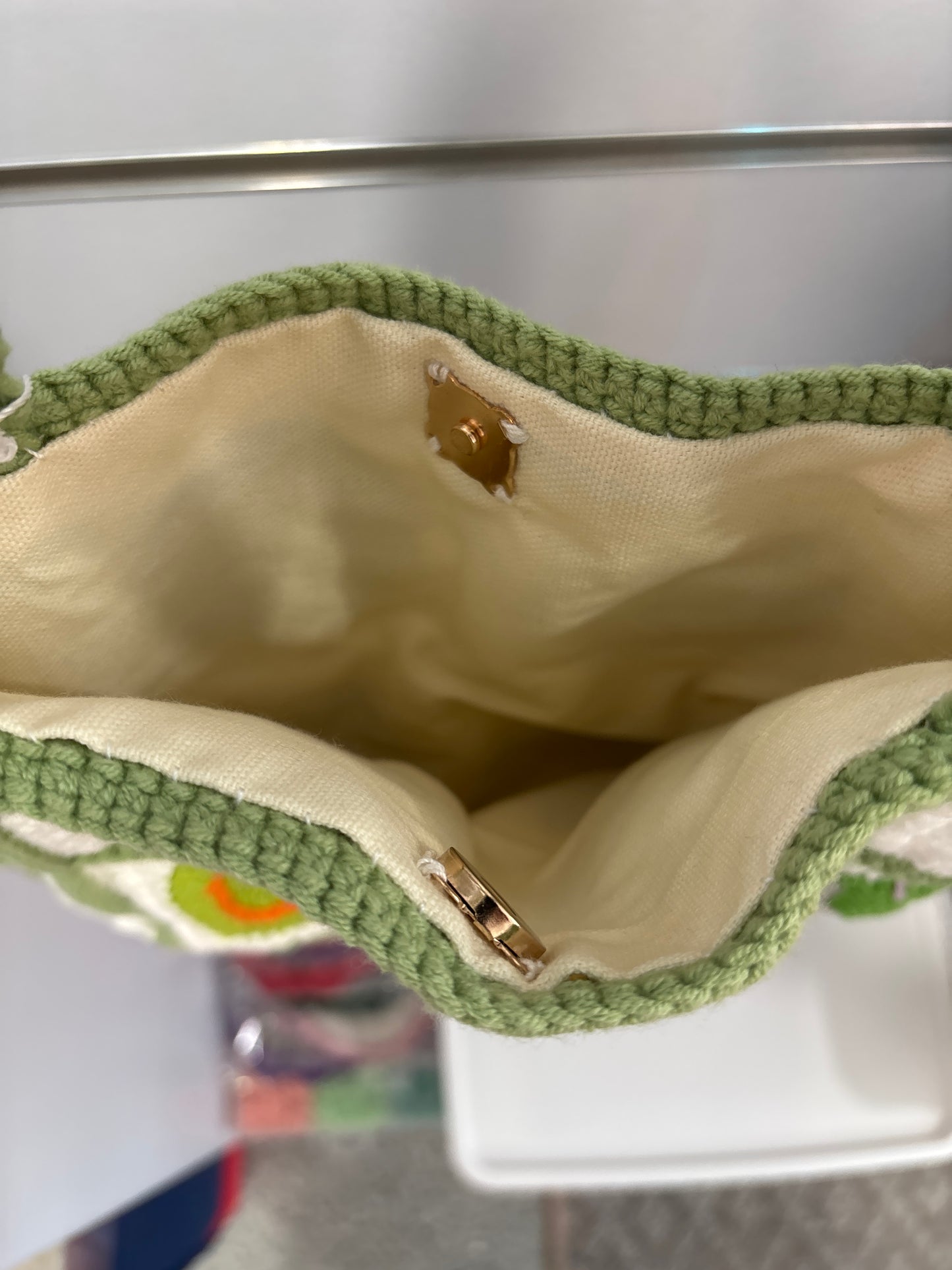 handmade crochet smile face bag