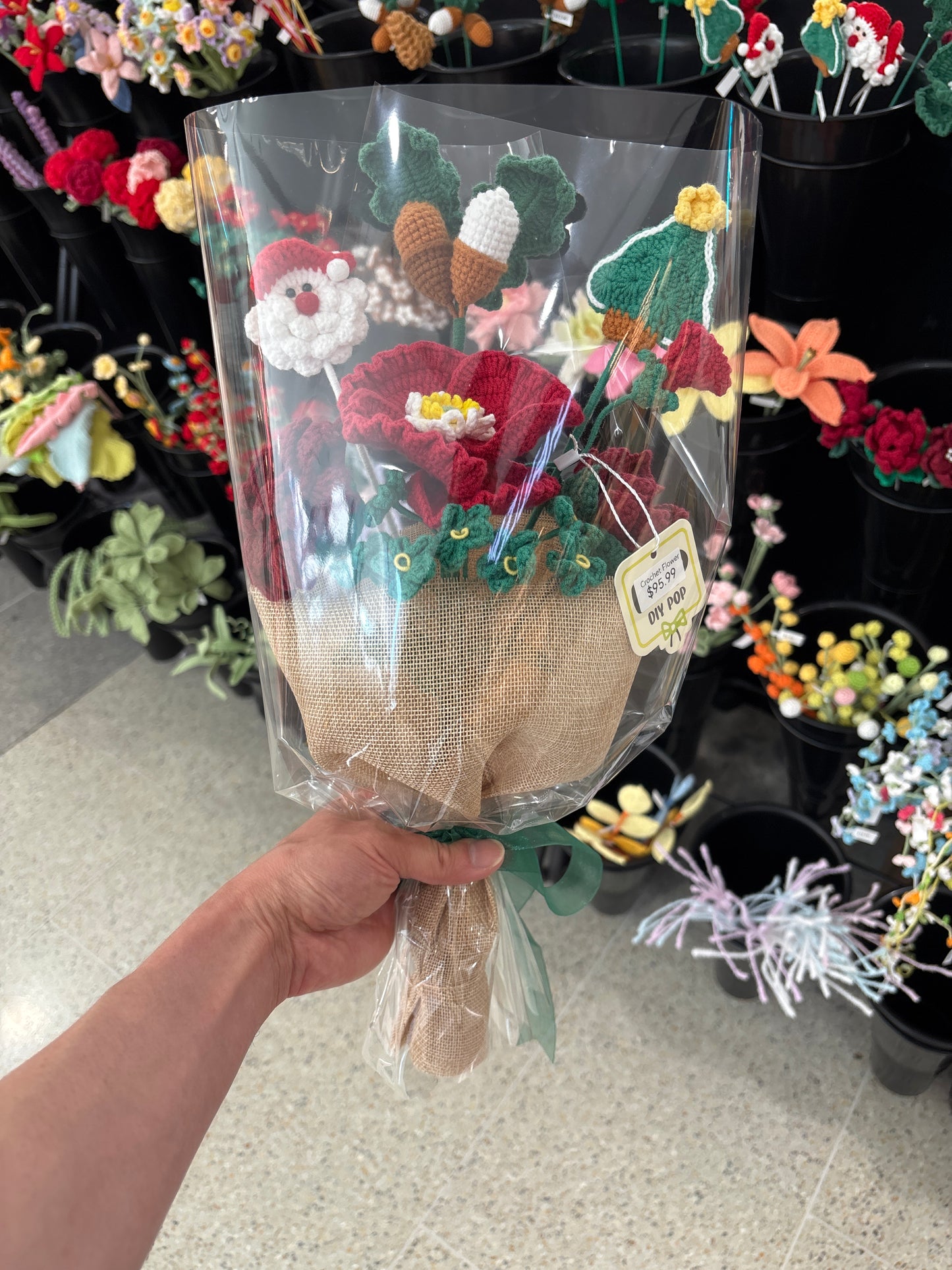 handmade crochet Christmas bouquet