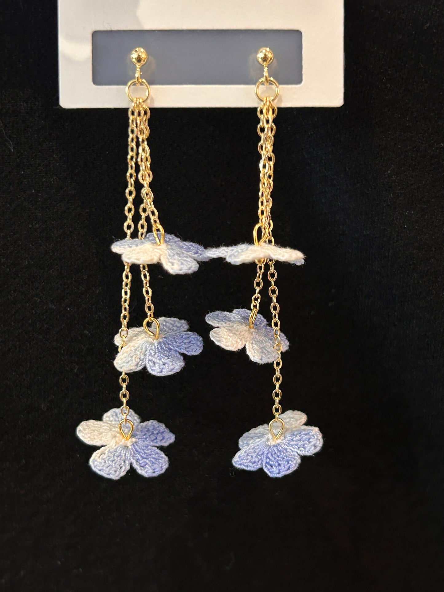 Five-Petal Flower Earrings (Chain)