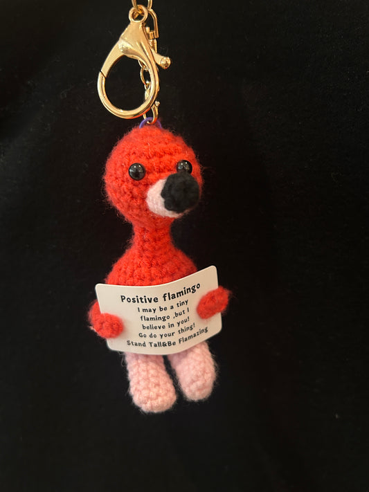 Handmade Crochet Keychain —— Emotional Support Animals (Flamingo)