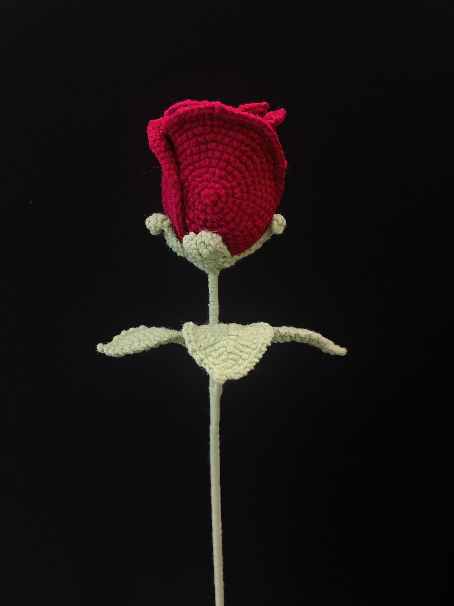 Handmade Crochet Long Stem Flower — Cup-Shaped Rose