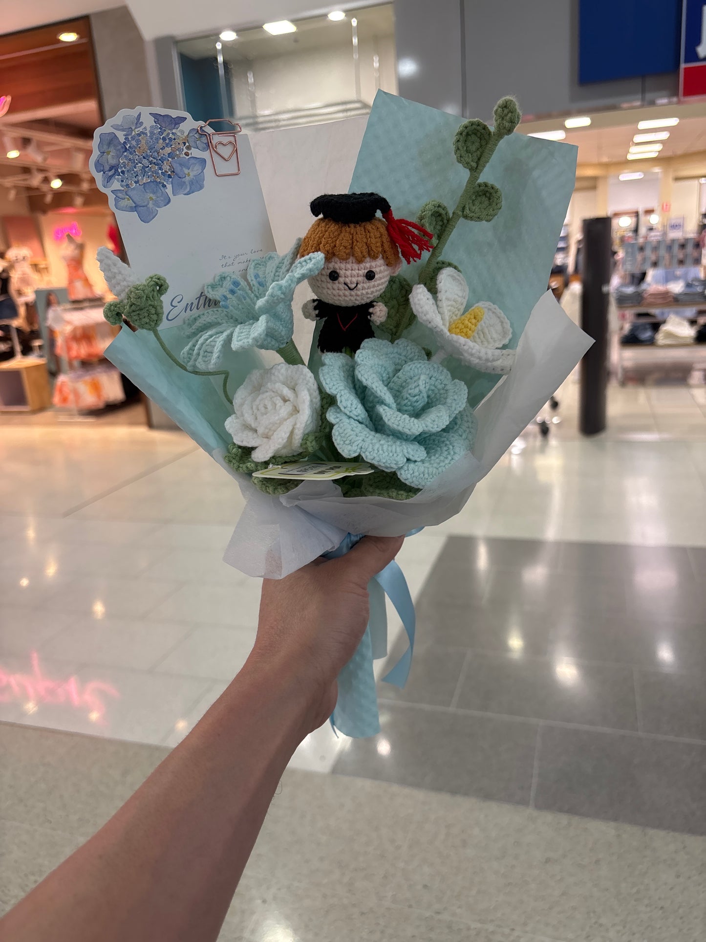 handmade crochet graduation bouquet