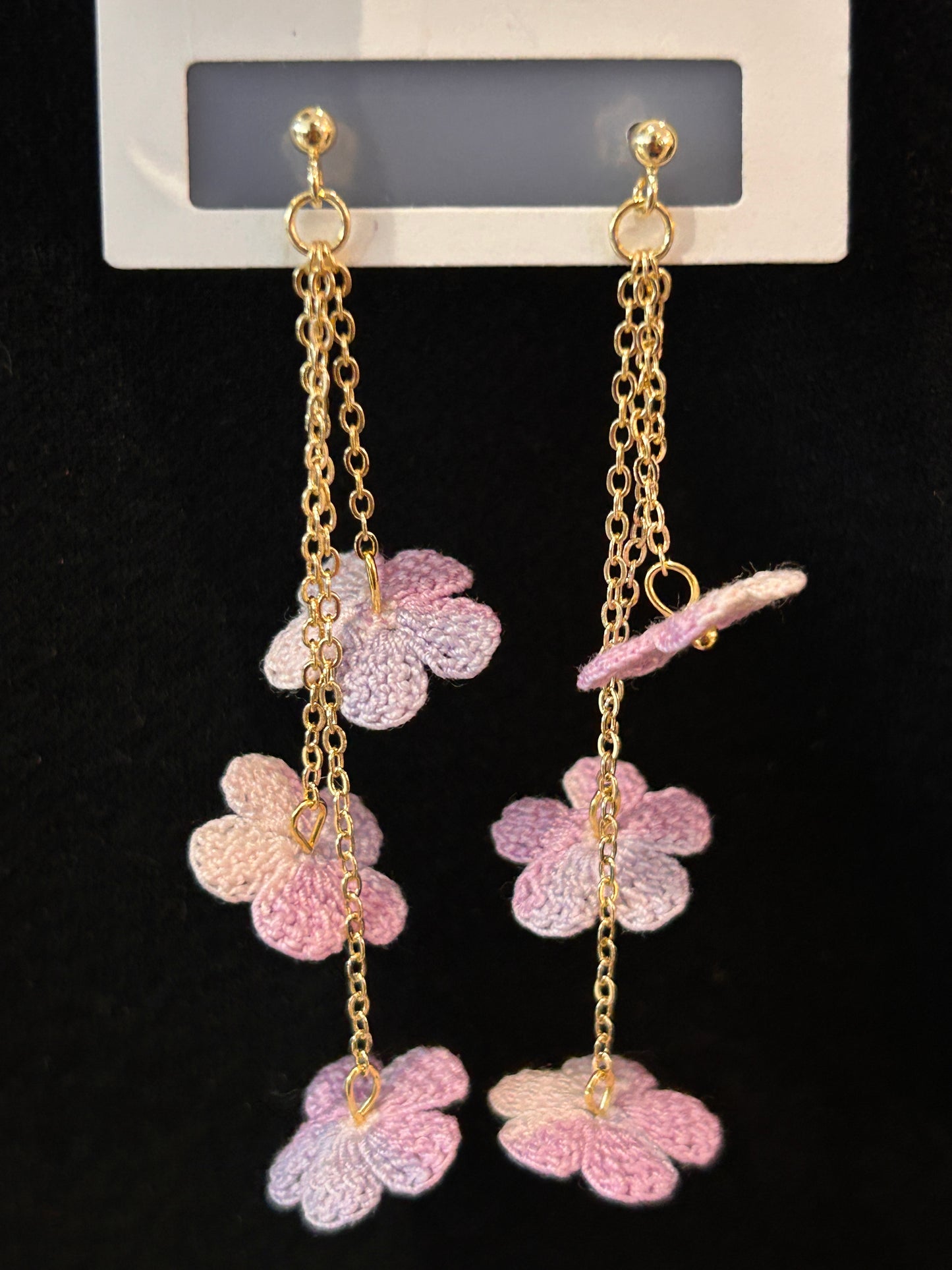 Five-Petal Flower Earrings (Chain)