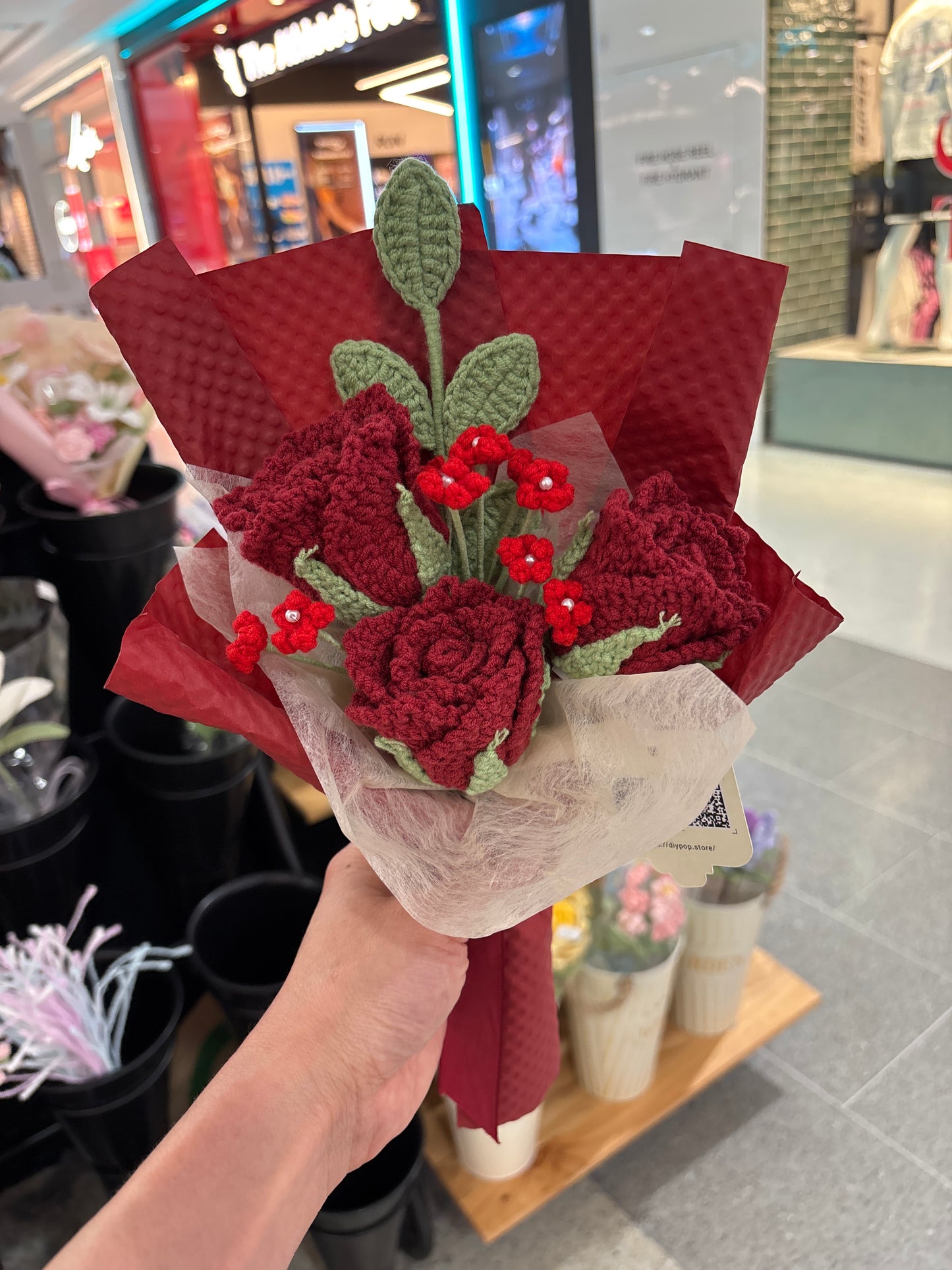 Crochet Red Rose Bouquet