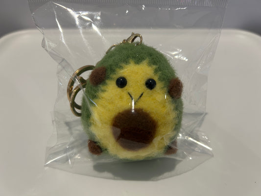 Handmade wool felt avocado keychain