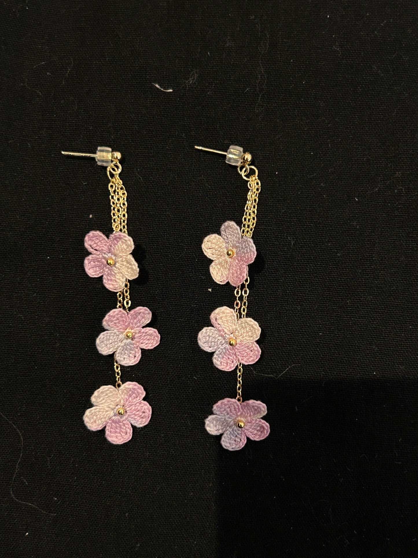Five-Petal Flower Earrings (Chain)