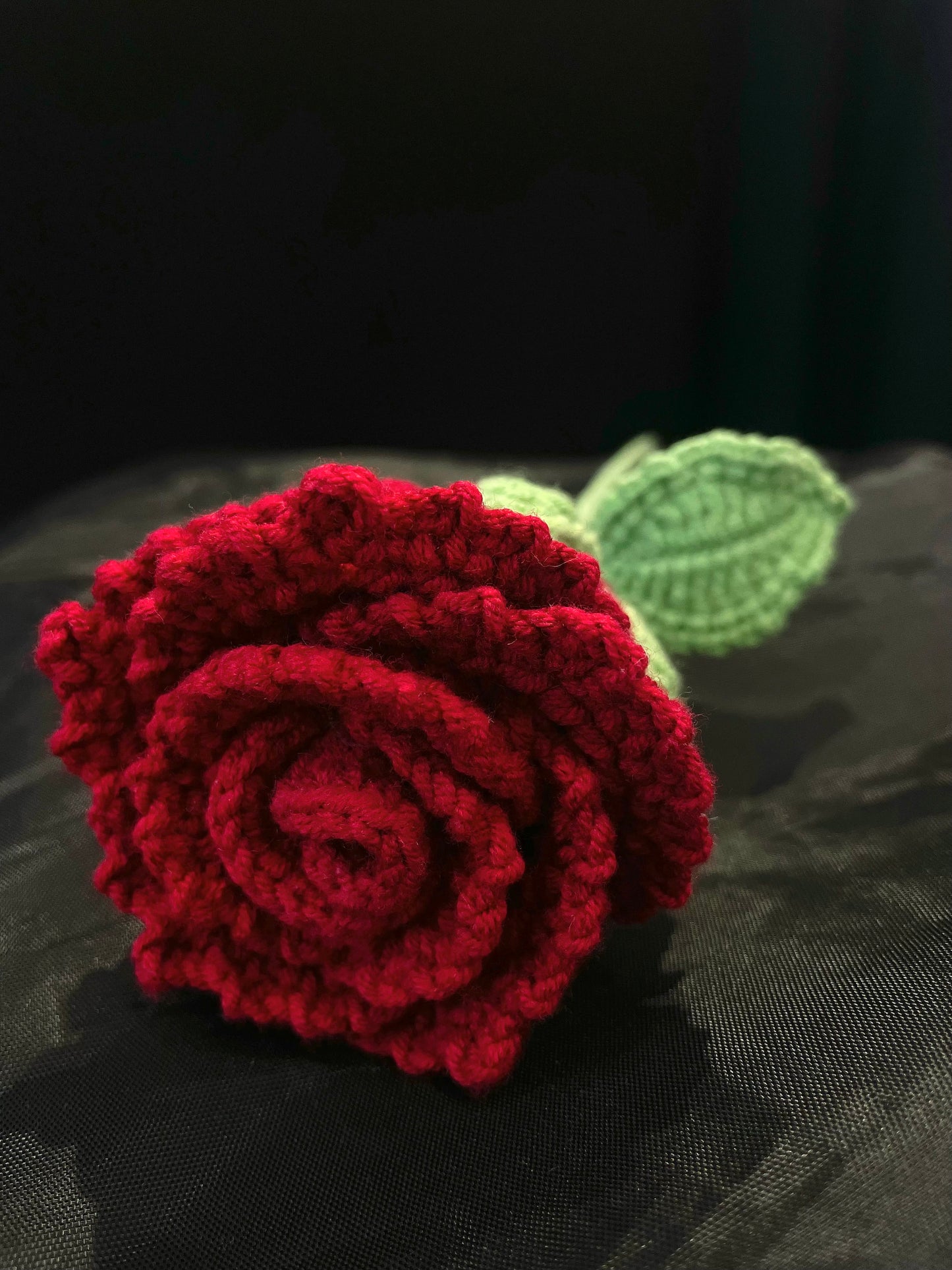 Handmade Crochet Long Stem Flower — Roselle Rose