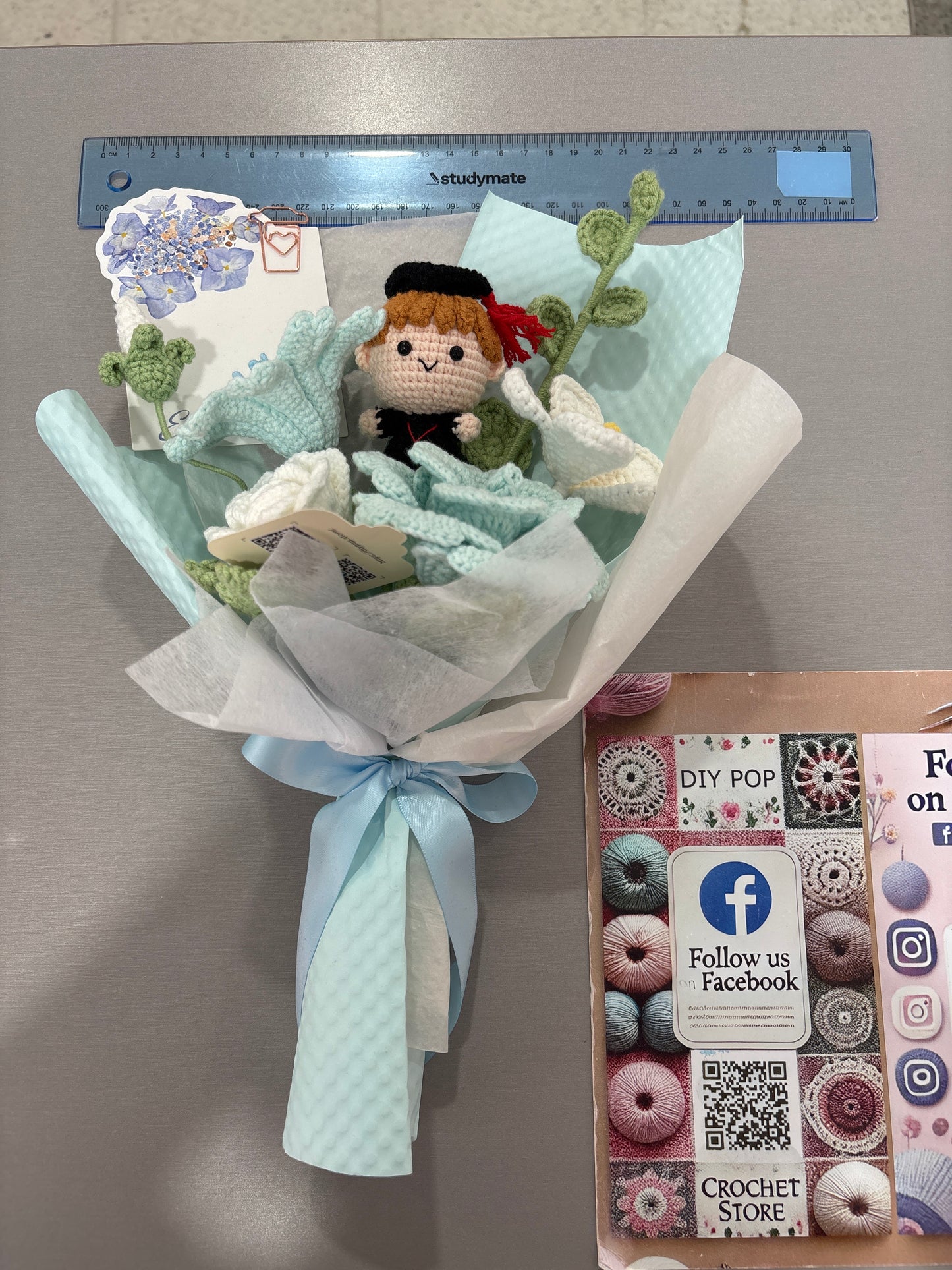 handmade crochet graduation bouquet