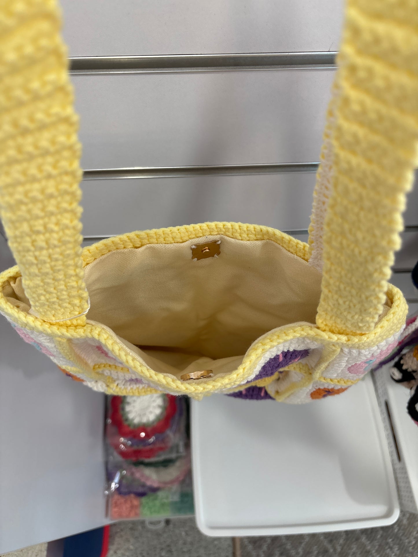 handmade crochet smile face bag