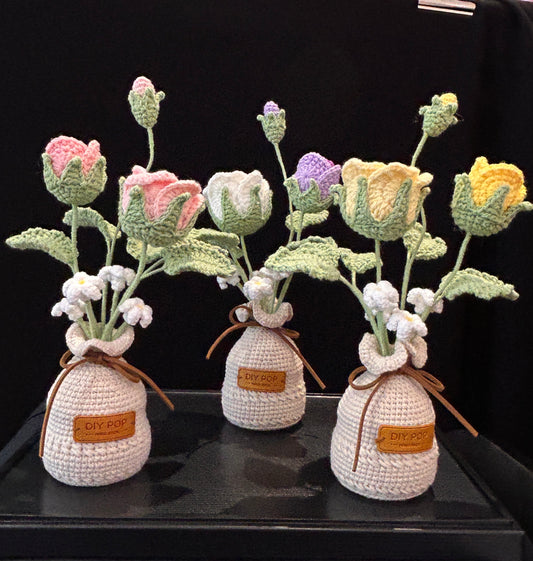 Rose Vase (with Bud & White Flowers)