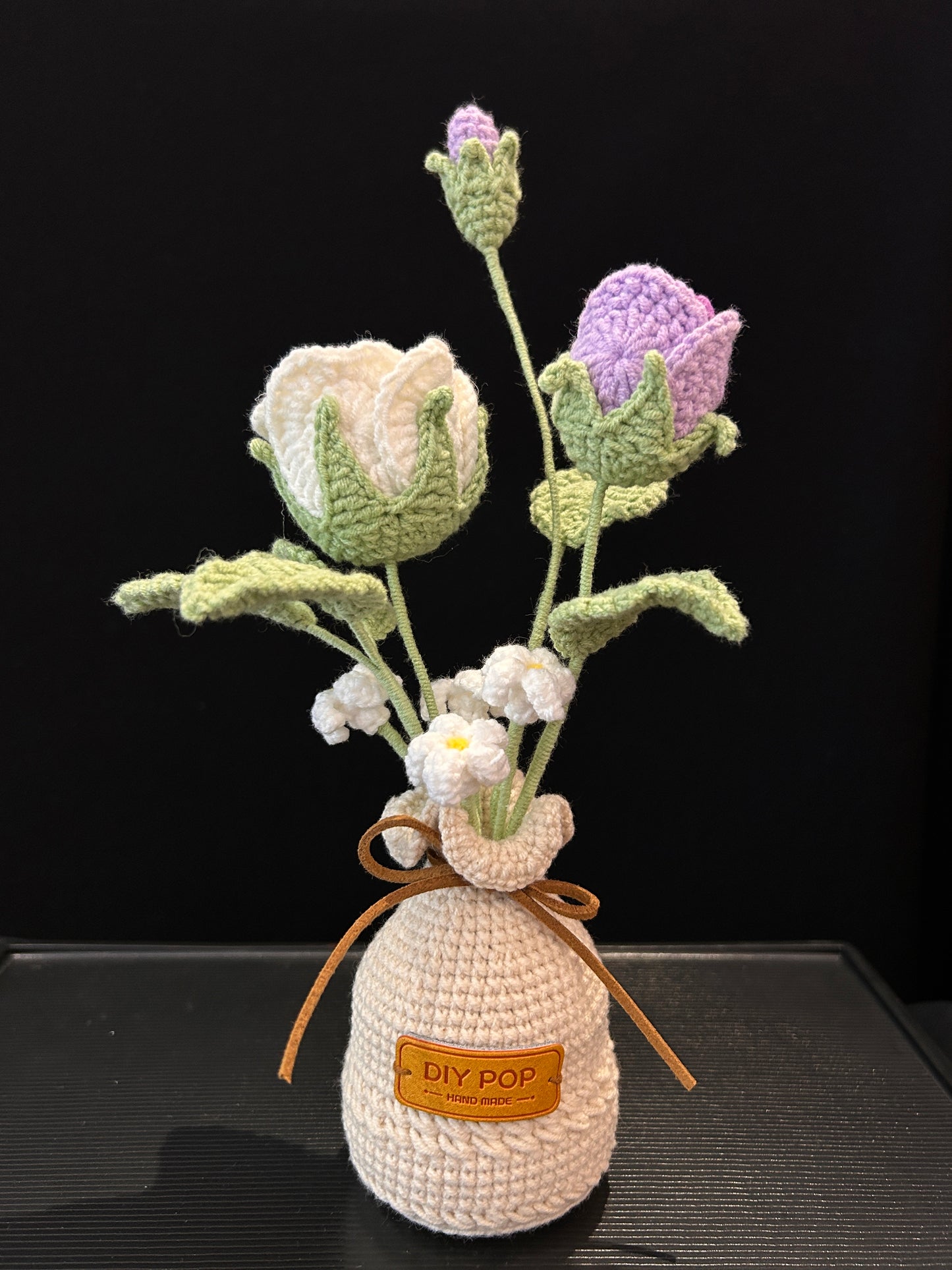 Rose Vase (with Bud & White Flowers)