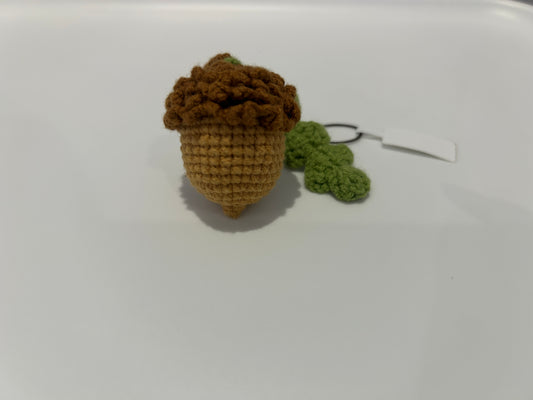 Handmade crochet acorn keychain