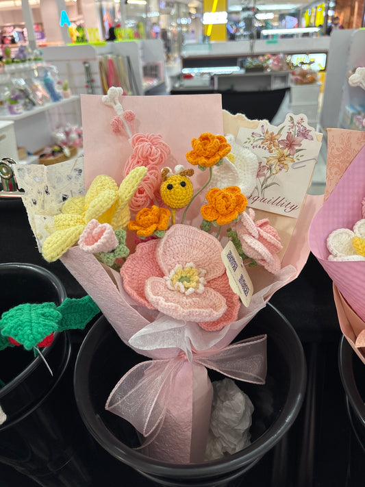 cute mixed crochet flower bouquet